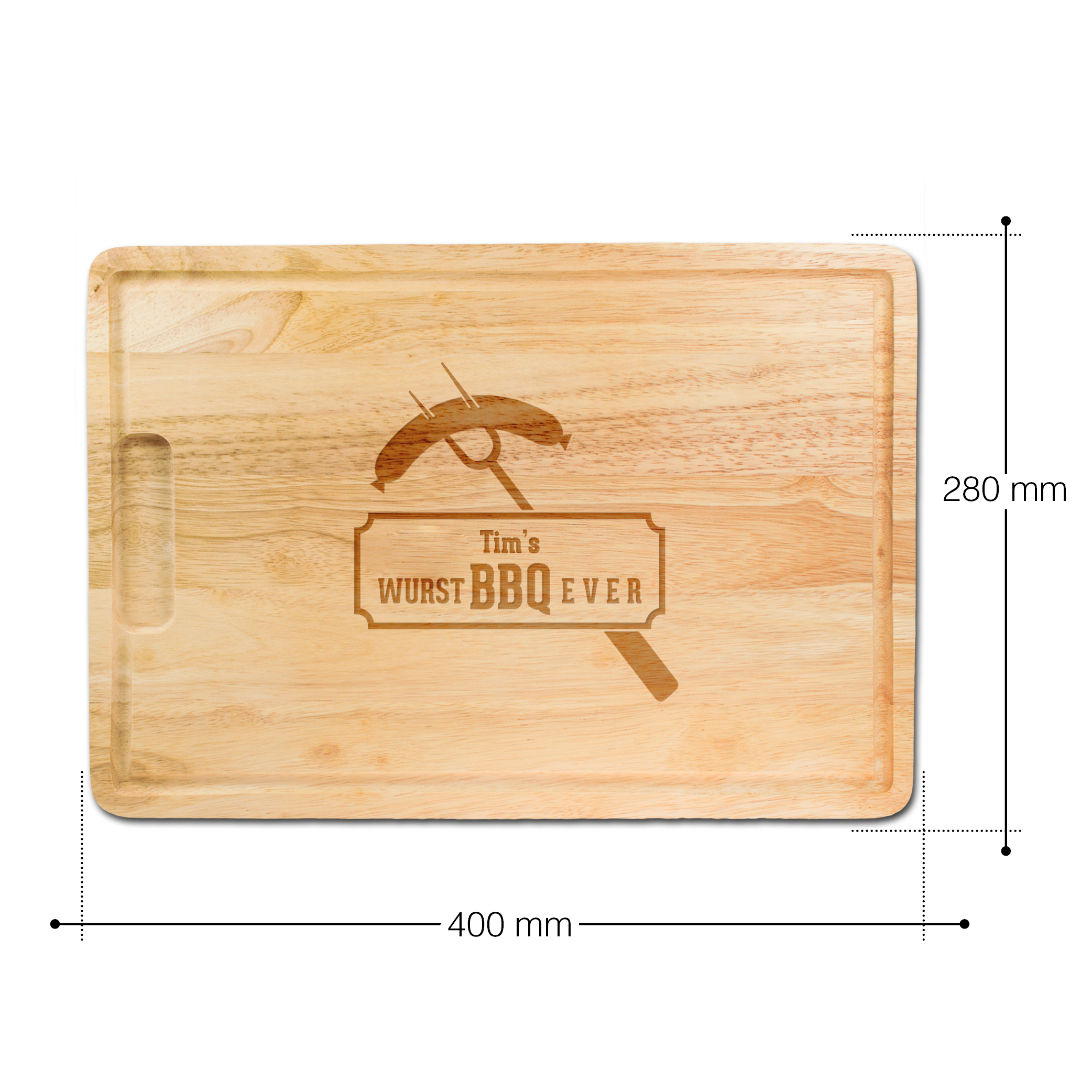 Schneidebrett mit Gravur Grillmeister - Personalisiert mit Namen