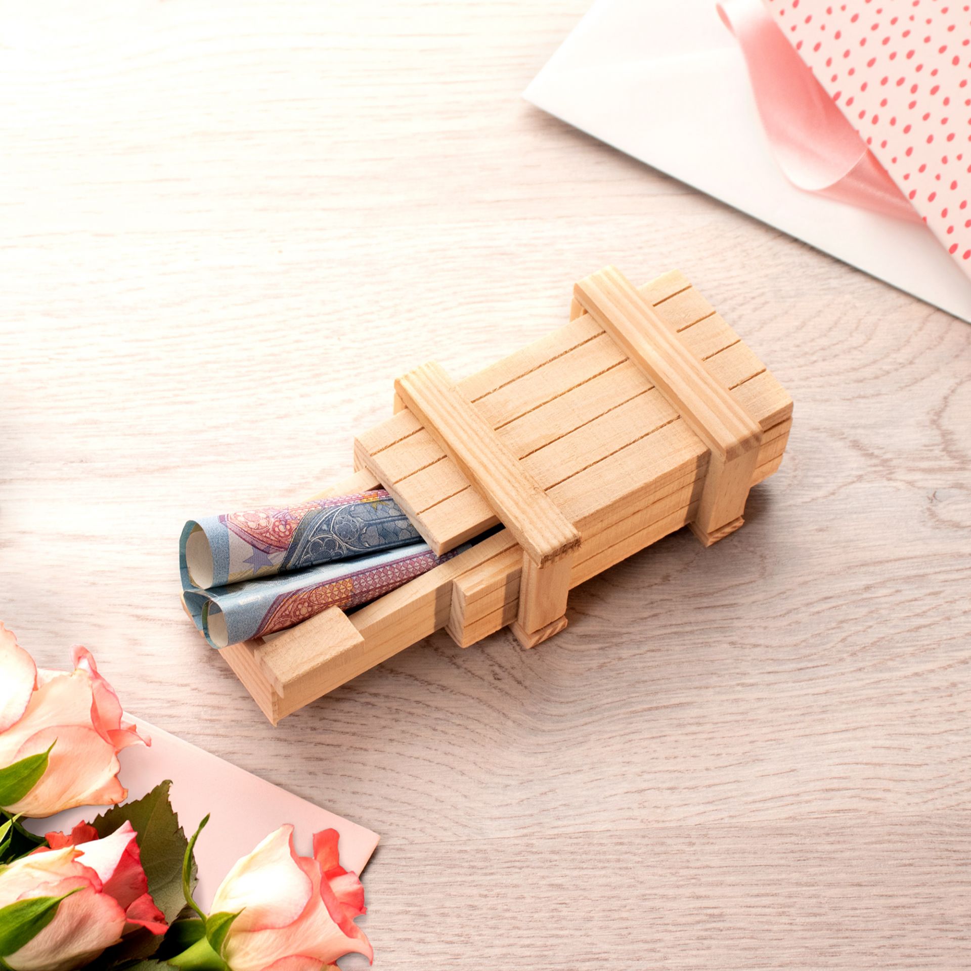 Magische Geschenkbox Hell - Verpackung für Geldgeschenke