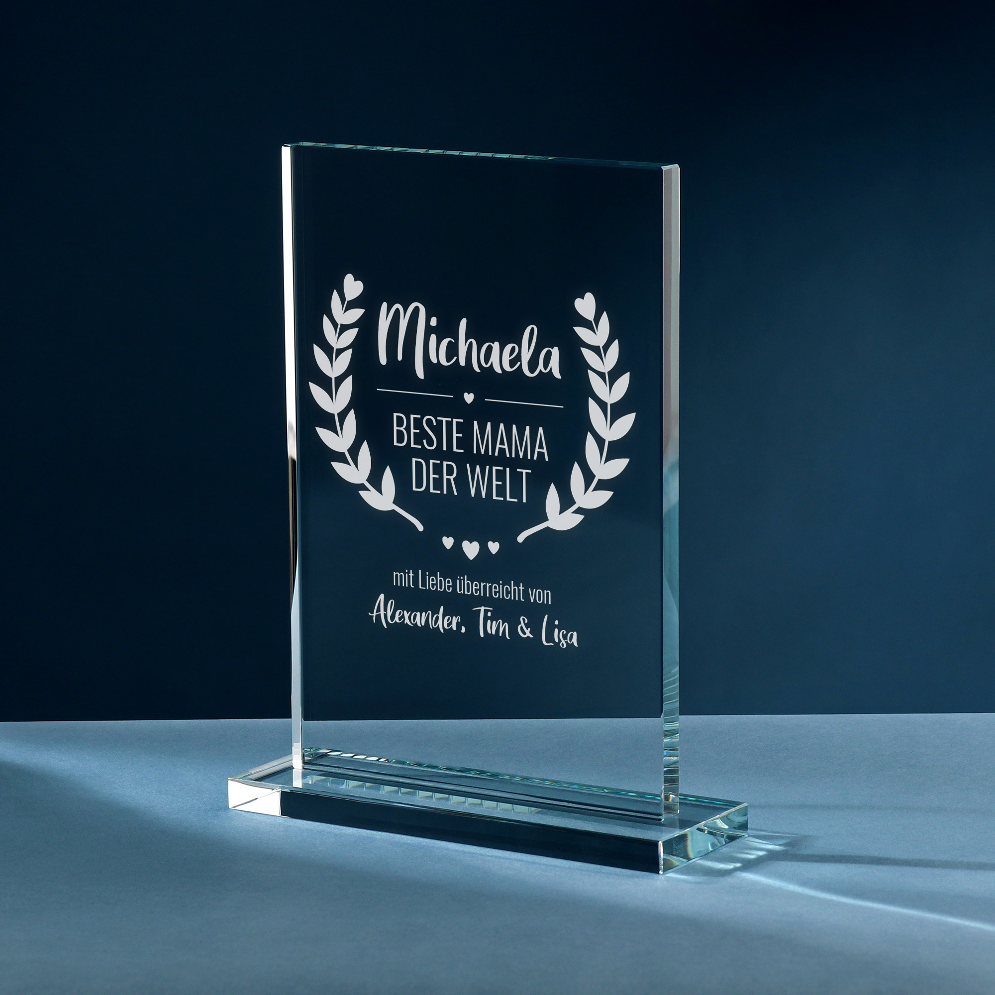 Gravierter Glaspokal Trophäe für Mütter - Beste Mama 4