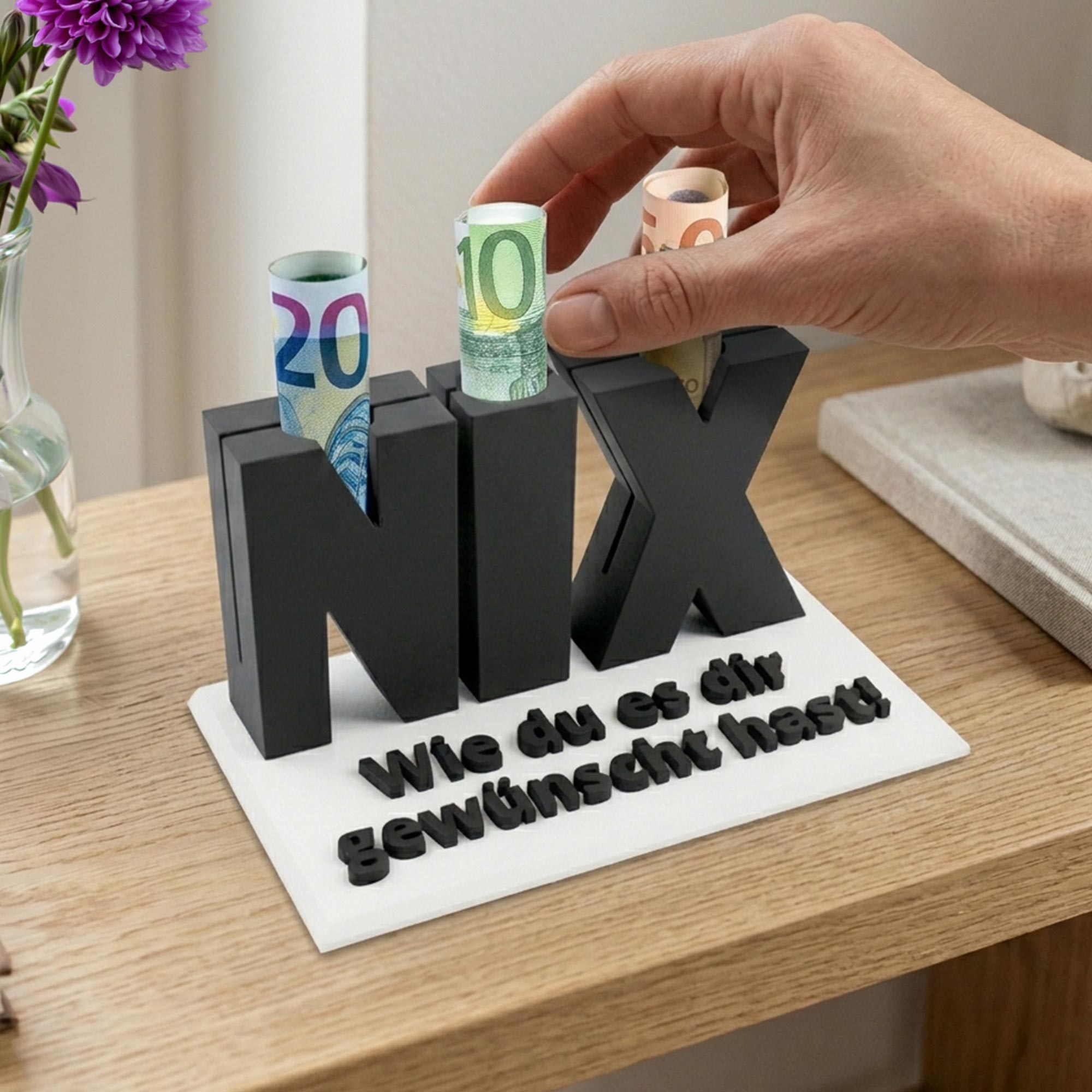 Nix Geschenk - Geschenkverpackung für Geld & Gutscheine in Schwarz