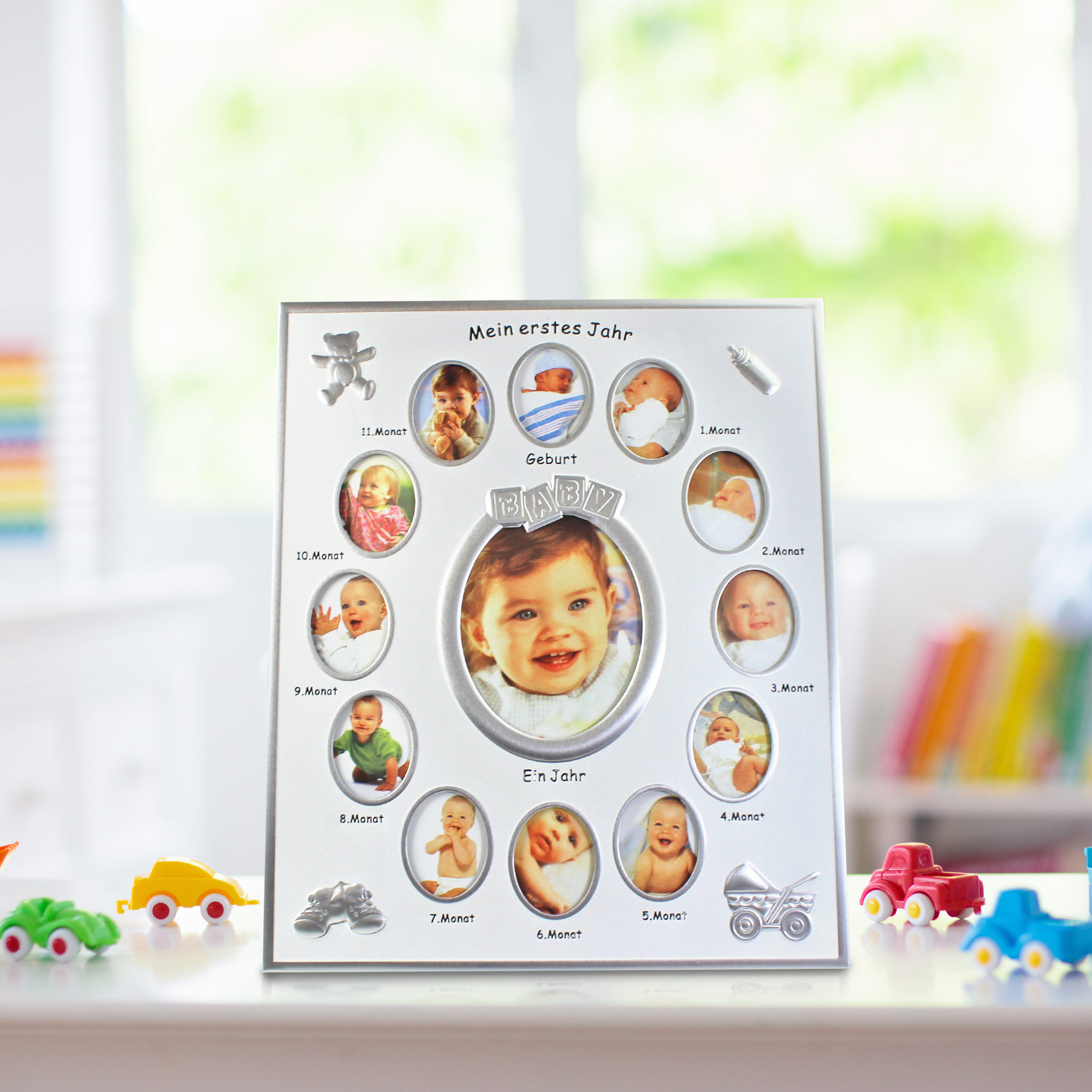 Bilderrahmen für Babybilder, Baby Galerie als Andenken, First Year Rahmen als Geschenk zur Geburt, Geburtstagsgeschenk für Einjährige