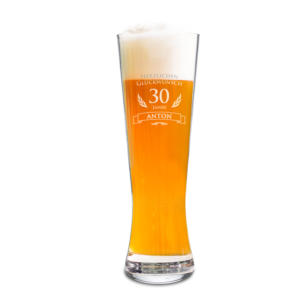 Weizenglas mit Gravur - Zum Geburtstag - Personalisiert