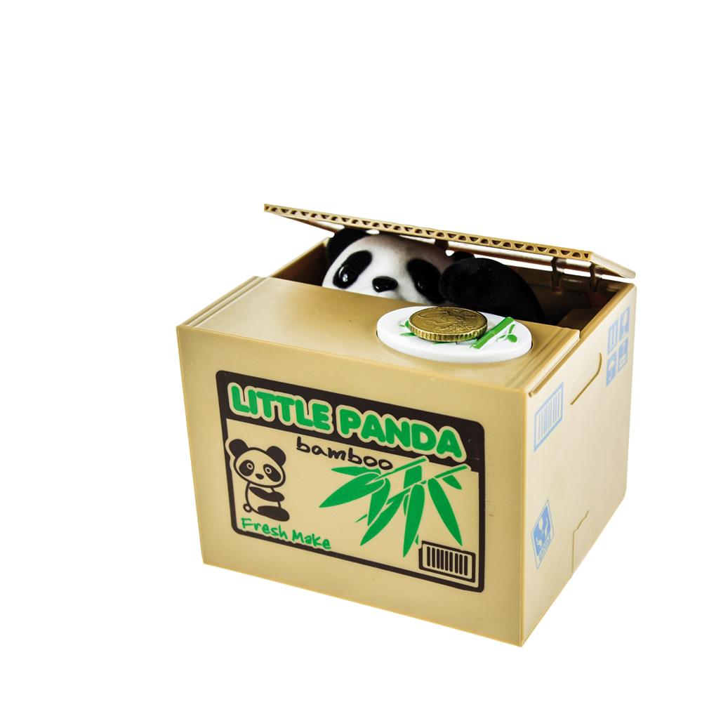 Elektrische Spardose mit Panda, Süße Sparbüchse mit Pandafigur, Sparschwein mit Soundeffekt, Box mit Pandabär zum Sparen
