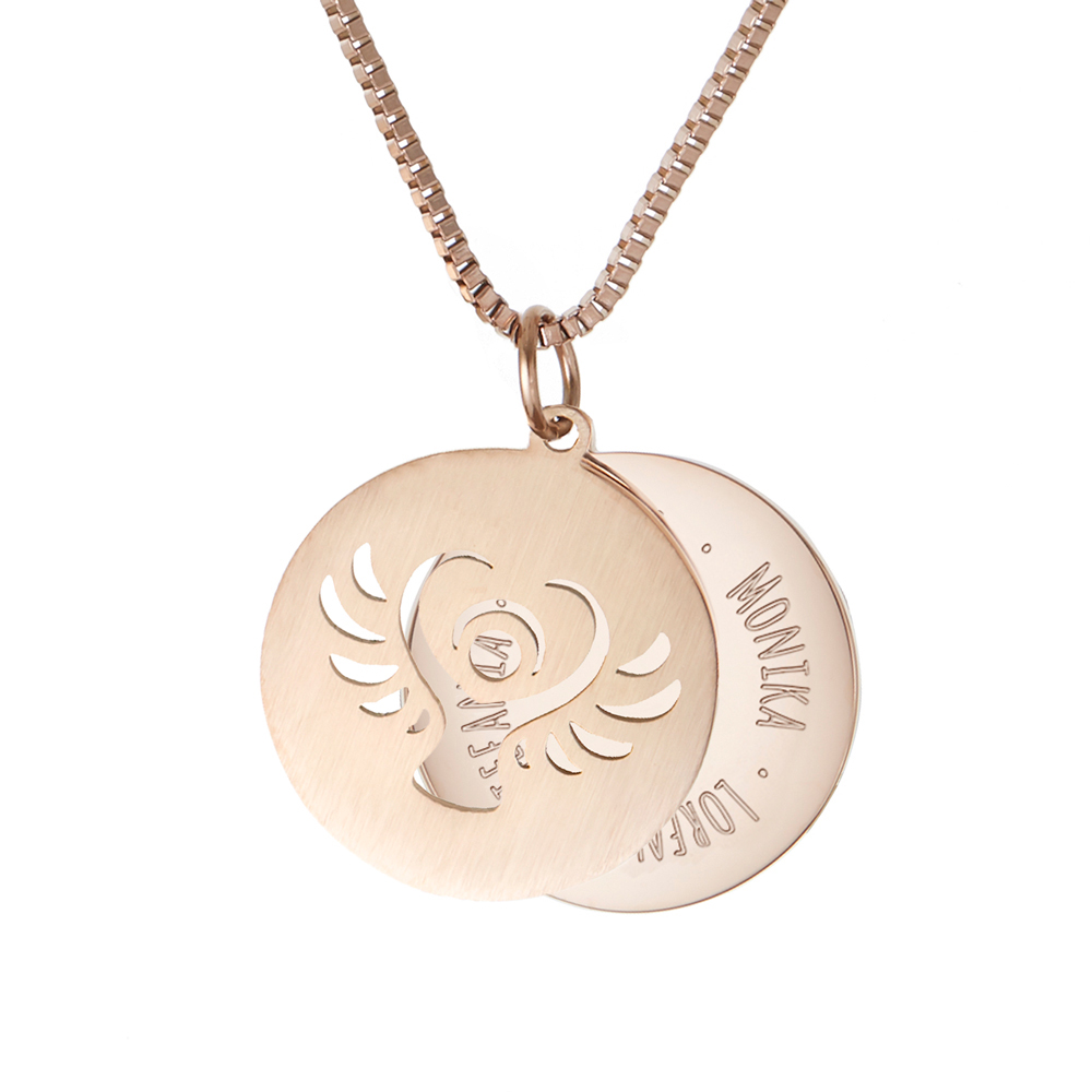 Kette mit Schutzengel Anhänger- Family - Roségold