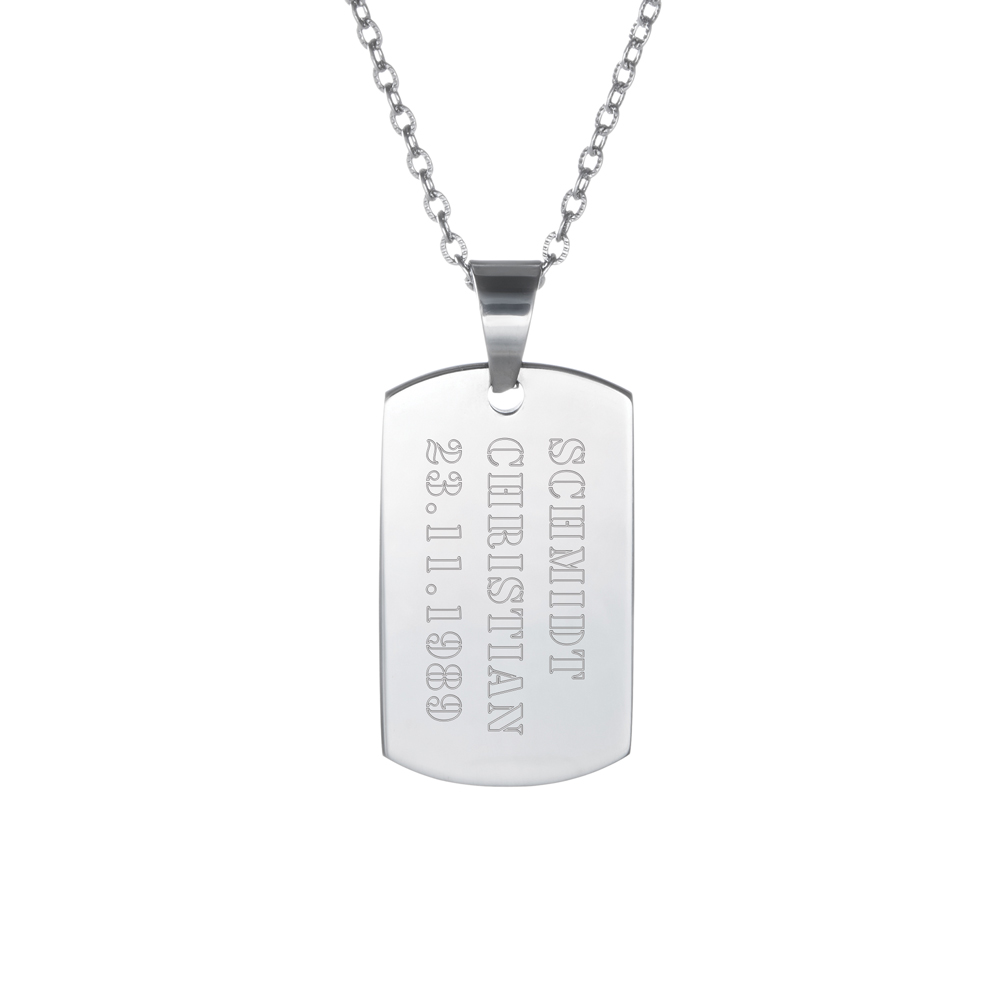 Dog Tag Kette mit Gravur - Name und Datum