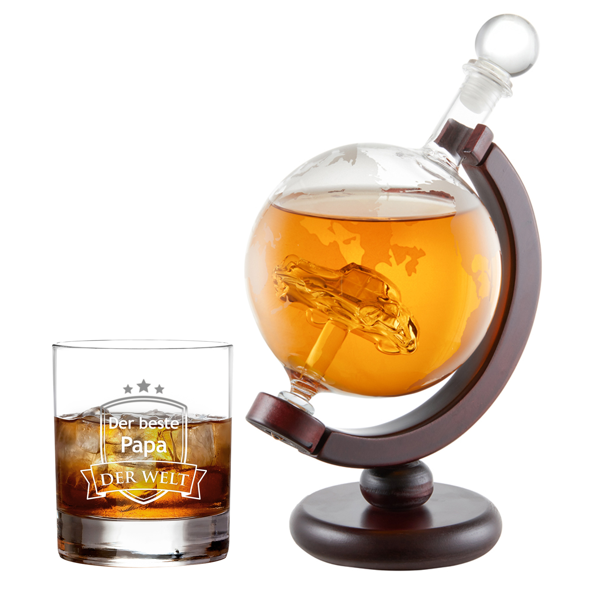 Whiskyset Karaffe Globus Auto und Tumbler Bester Papa
