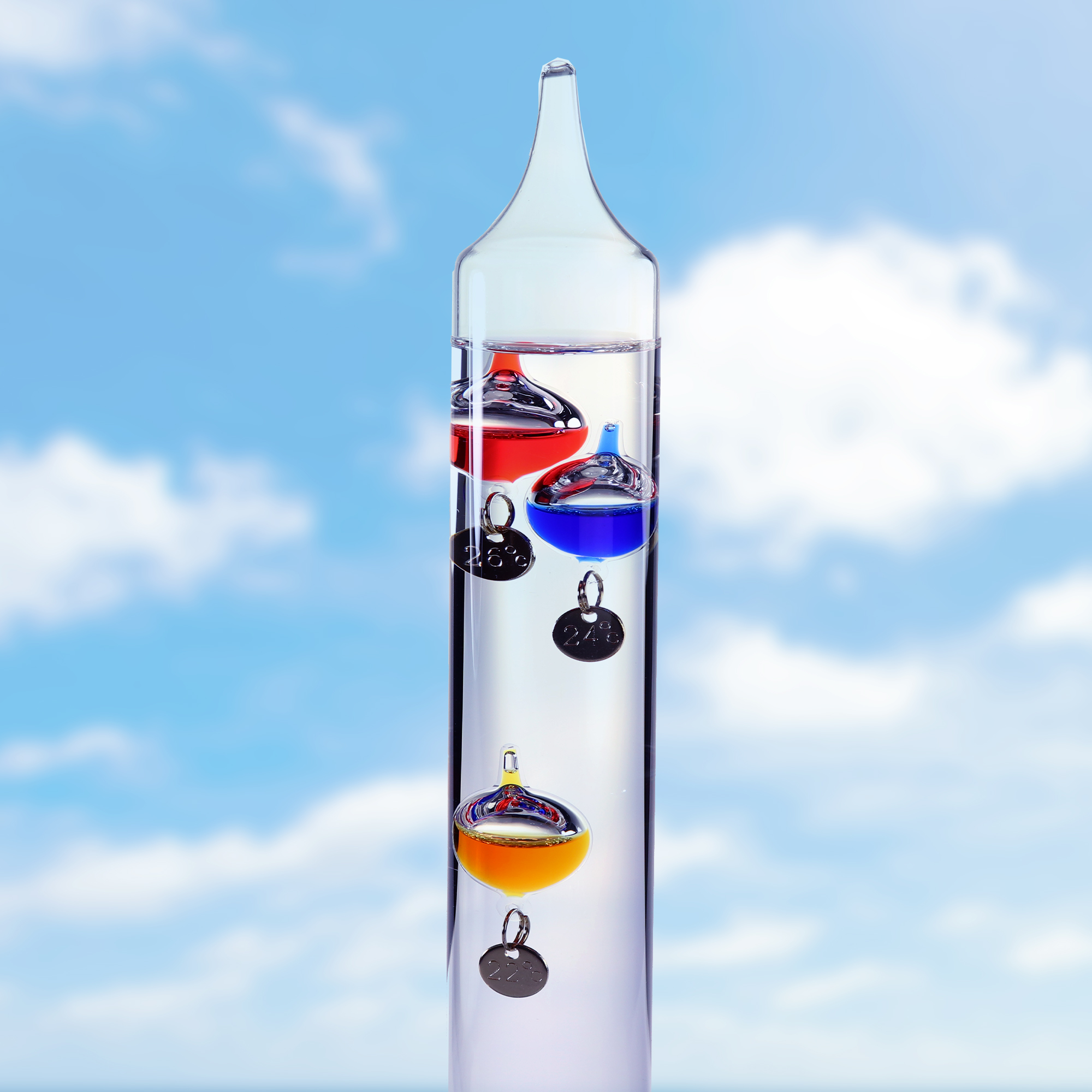 Galileo Thermometer mit bunten Kugeln