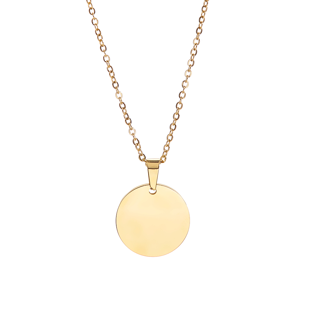 Kette mit Kreisanhänger - Edelstahl - Farbe Gold