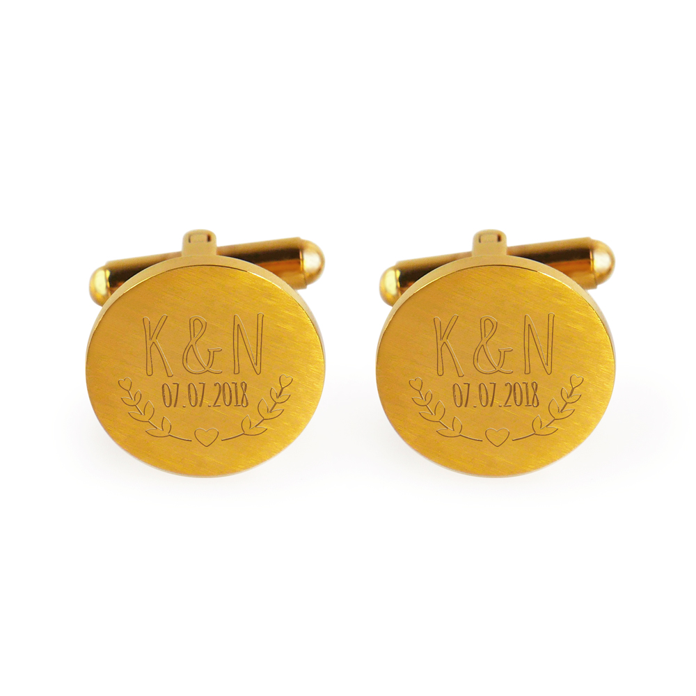 Manschettenknöpfe Gold zur Hochzeit - Ranken - personalisiert