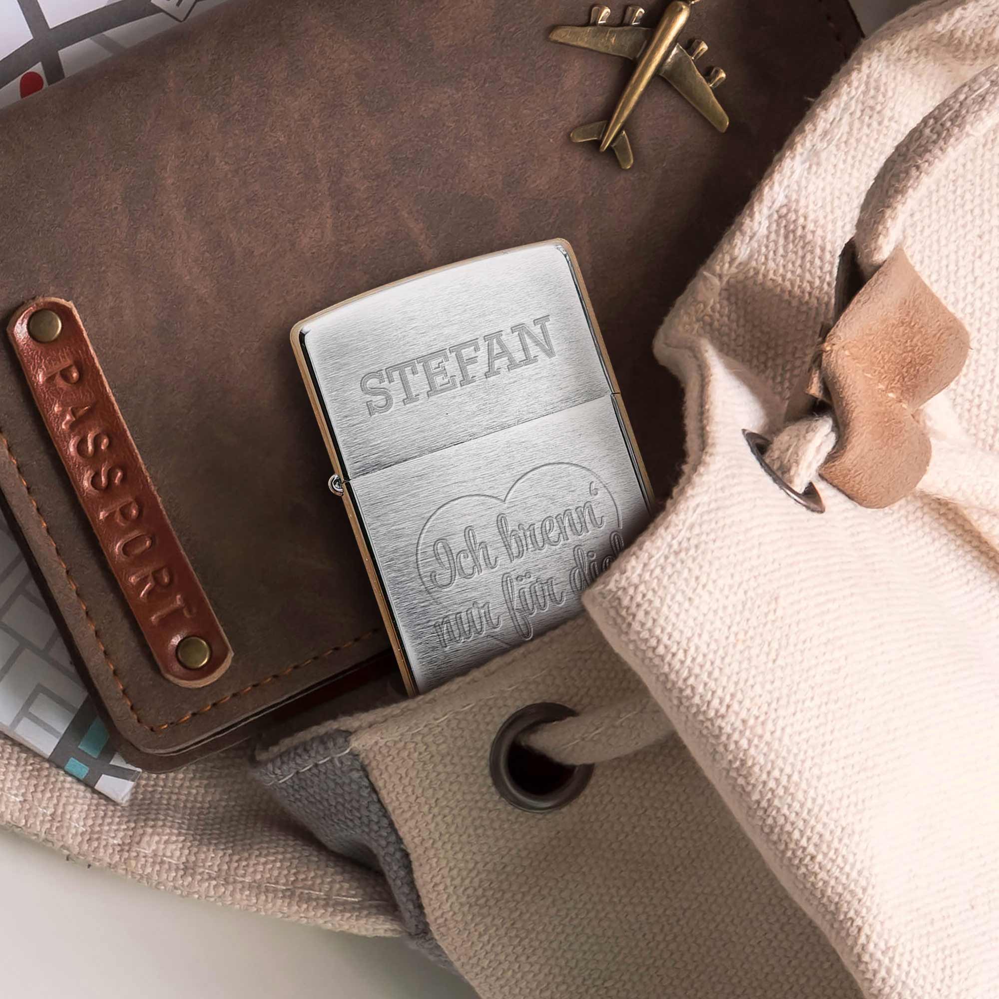 Zippo Sturmfeuerzeug mit Gravur - Ich brenn für dich