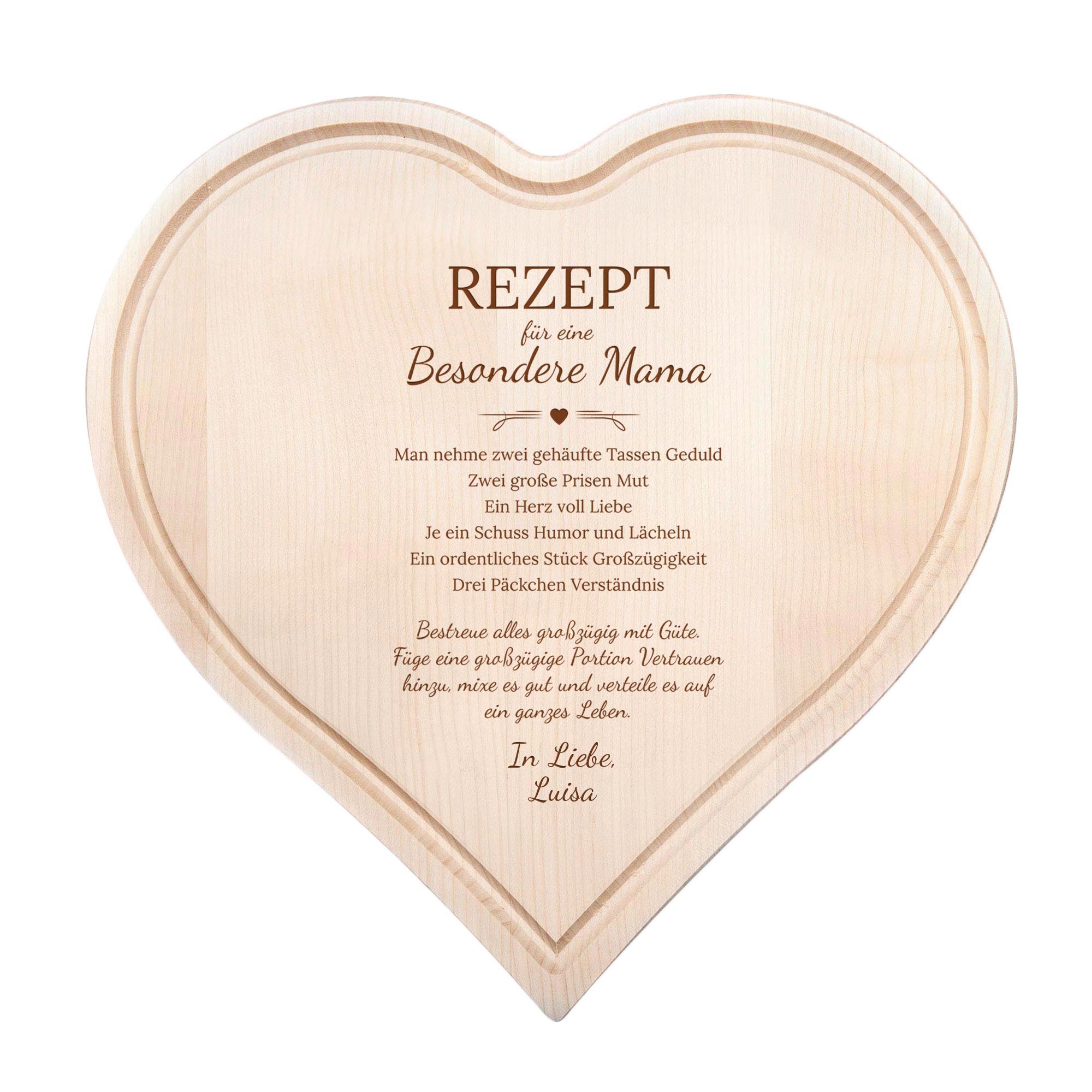 Schneidebrett in Herzform - Rezept Mama