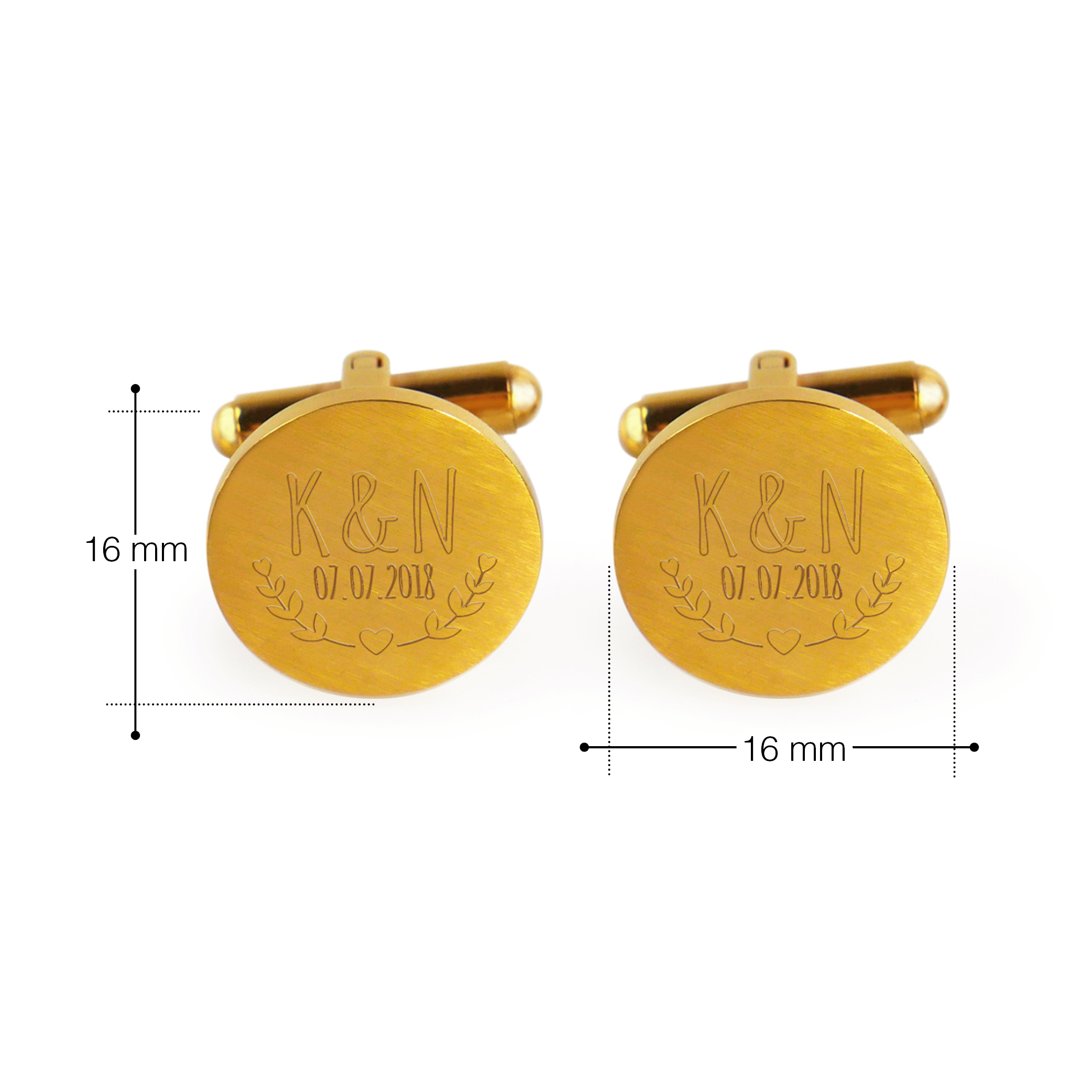 Manschettenknöpfe Gold zur Hochzeit - Ranken - personalisiert