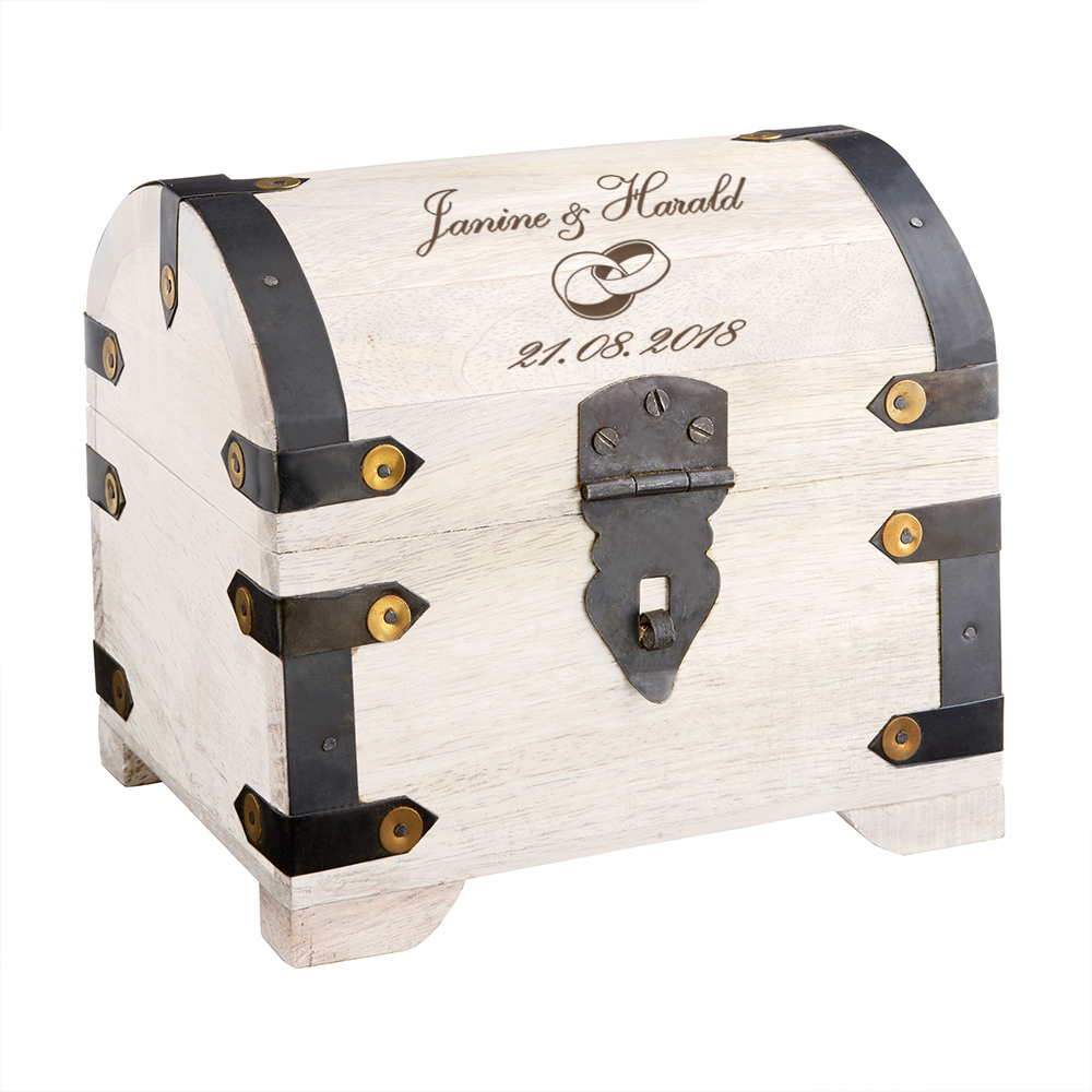 Schatztruhe - Groß - Weiß - Hochzeit - Personalisiert