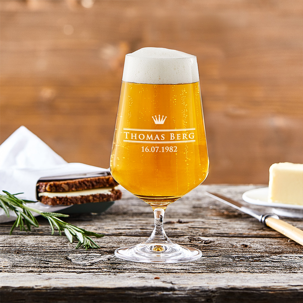 Pilsglas mit Kronen-Gravur - Bierglas Personalisiert