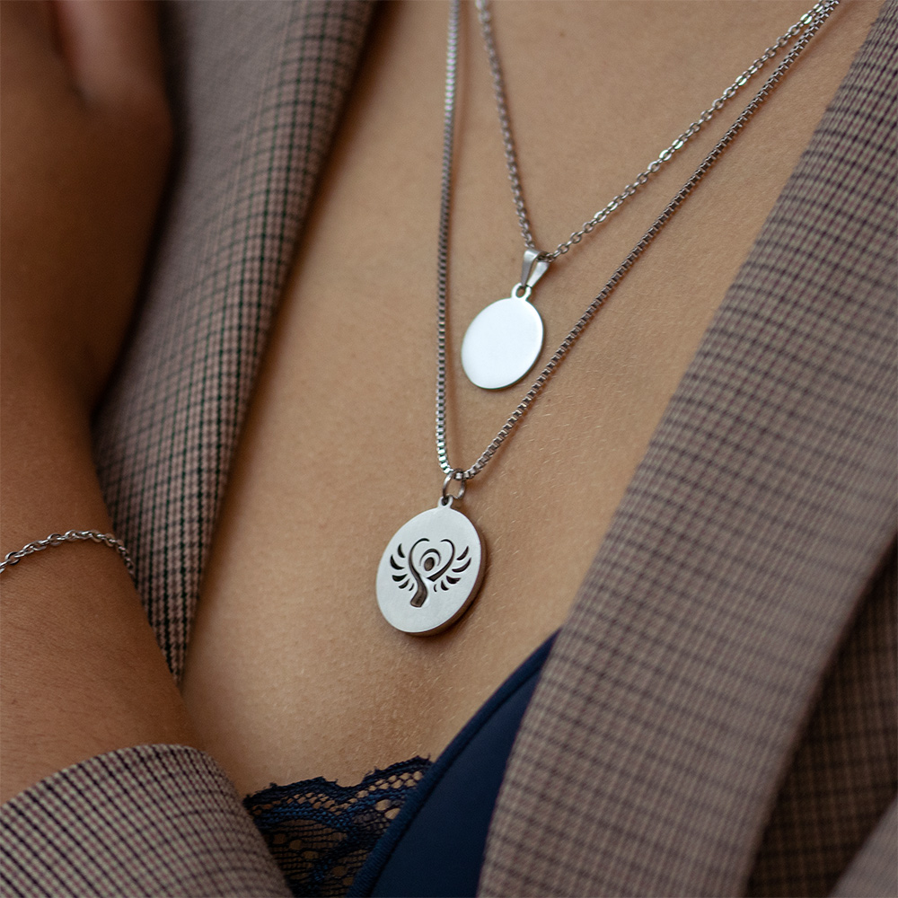 Kette mit Schutzengel Anhänger- Family - Silber