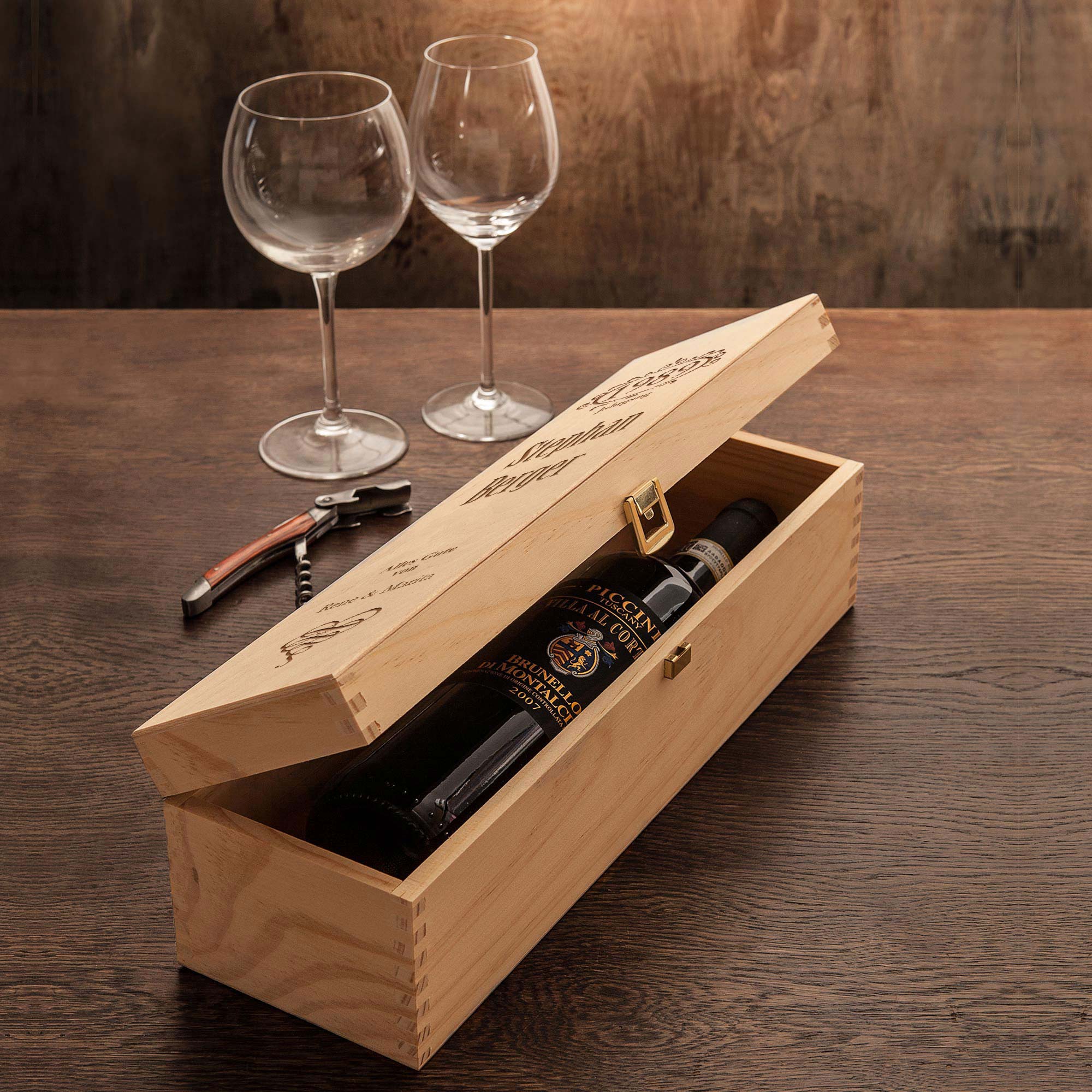 Weinkiste mit Gravur - Jahrgang