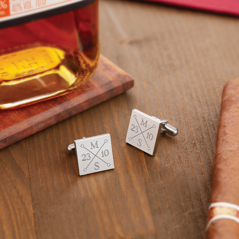 Manschettenknöpfe mit Gravur zur Hochzeit - Monogramm