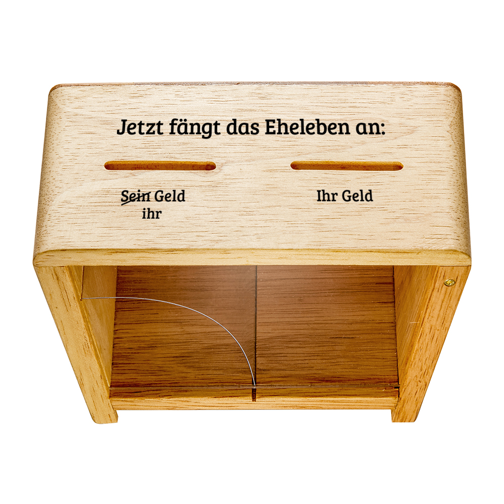 Spardose für Eheleute - Trickspardose mit Gravur