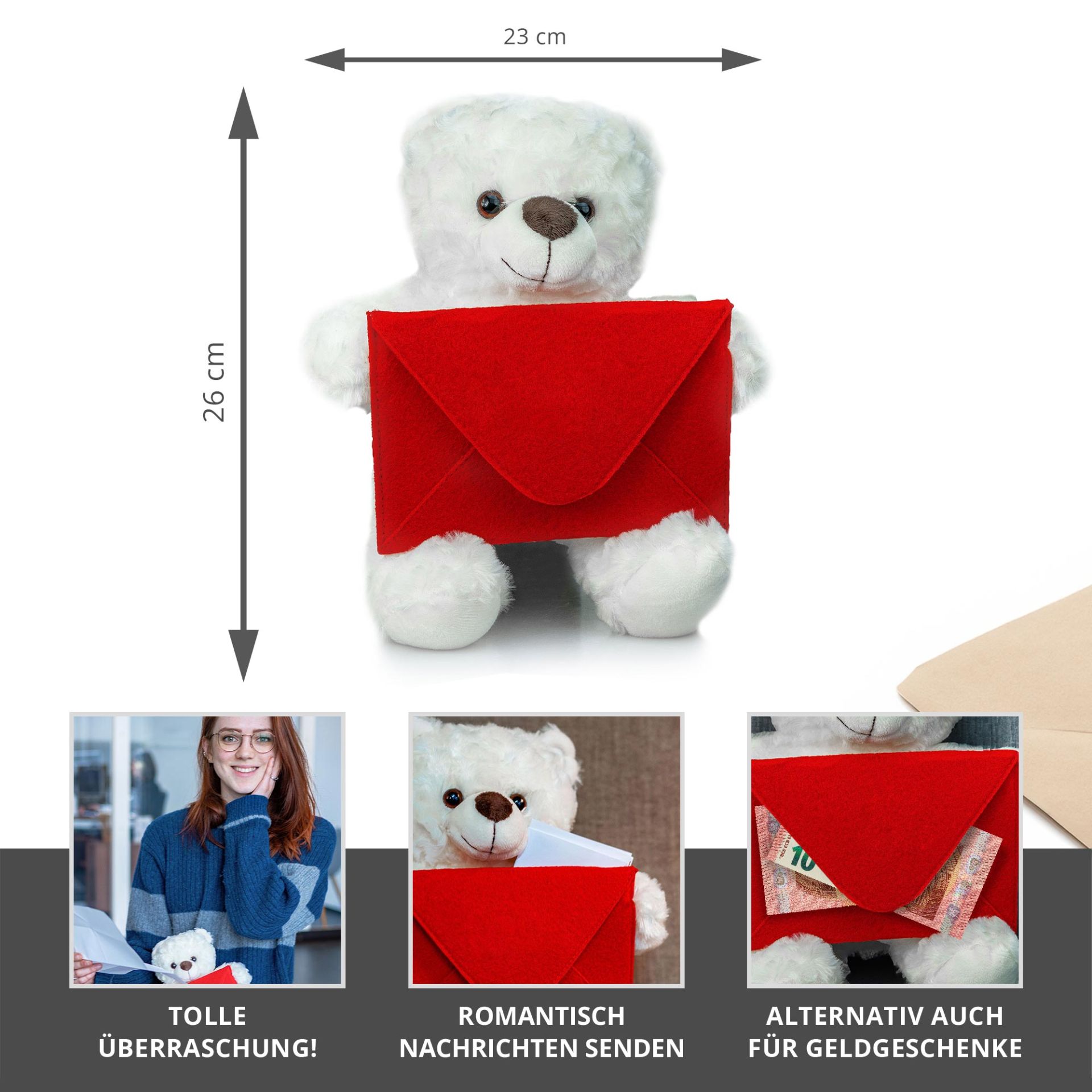 Teddybär Bote - roter Briefumschlag