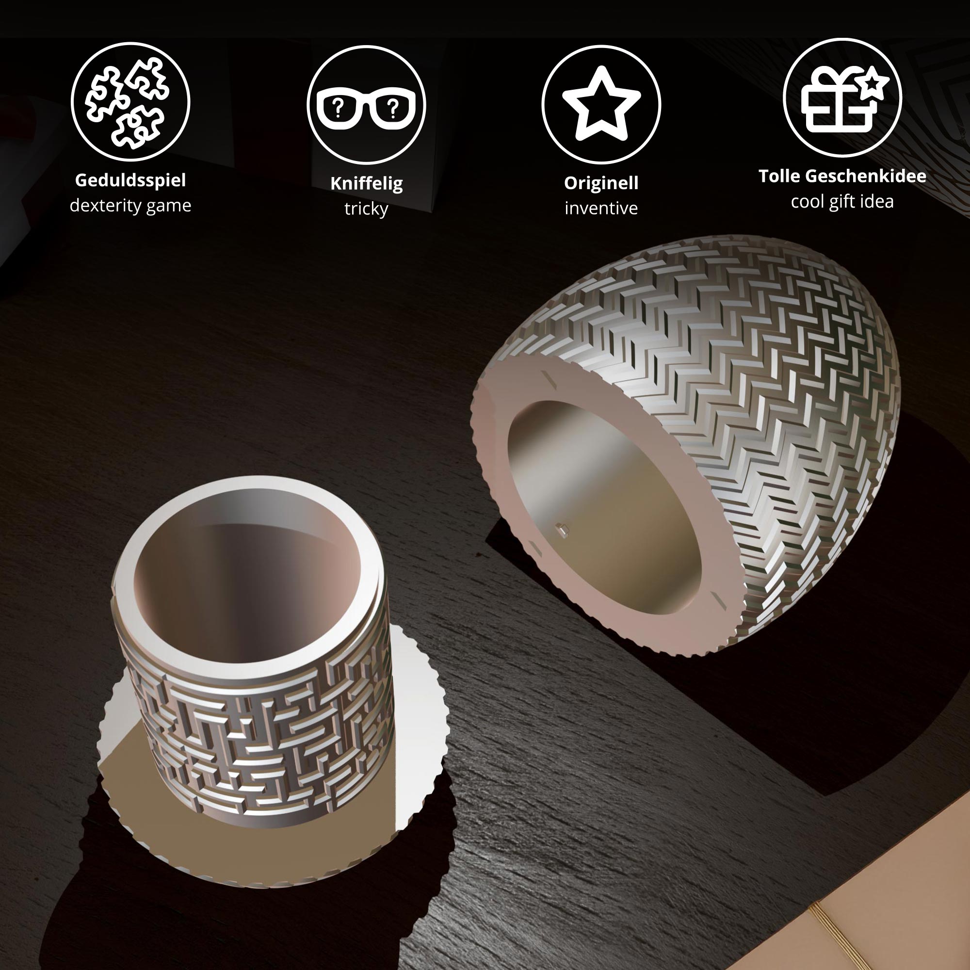Labyrinthbox Ei in Silber – Geschenkverpackung für Geld, Gutscheine & kleine Überraschungen
