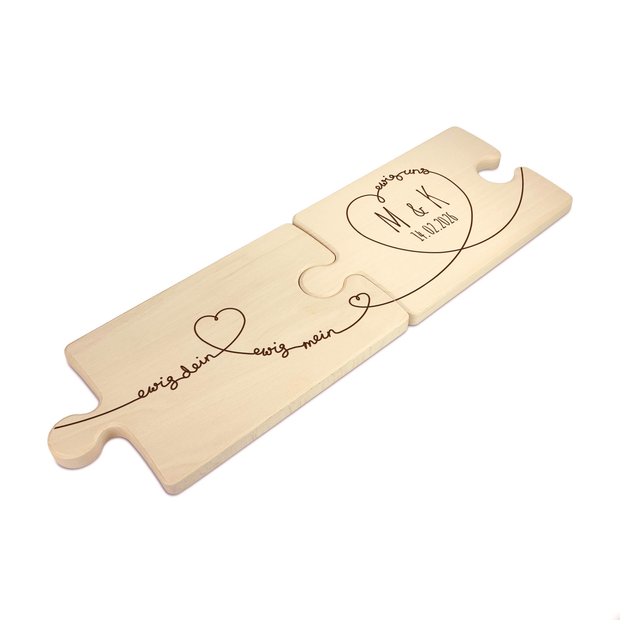 2er Set Puzzle Brett mit Gravur - Ewig dein - Personalisiert