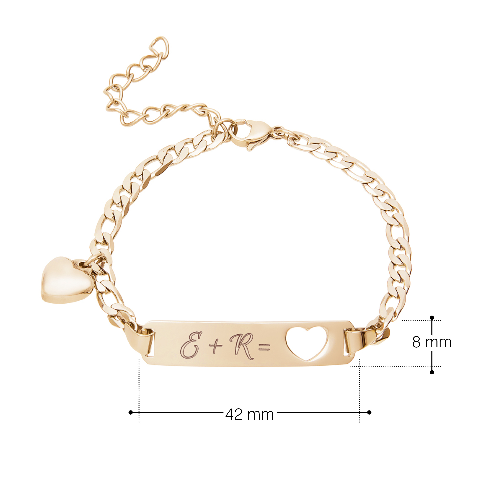 Armband mit Gravur - Herz - Initialen - Gold