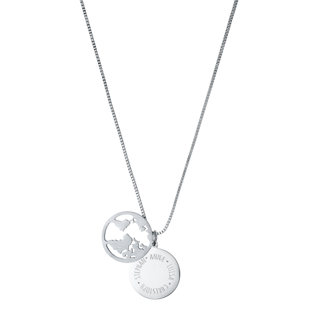 Kette mit Anhänger Welt - Namen - Silber