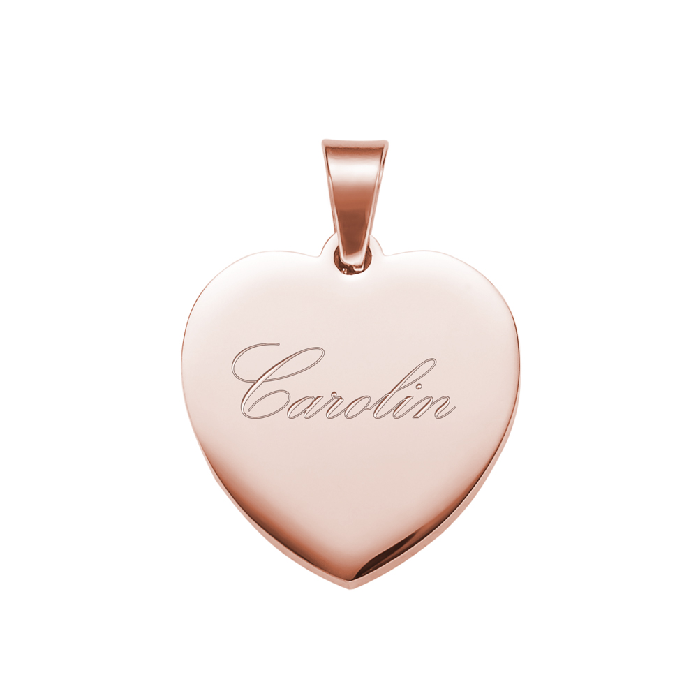 Kette mit Herz-Anhänger - Gravur Name - Roségold