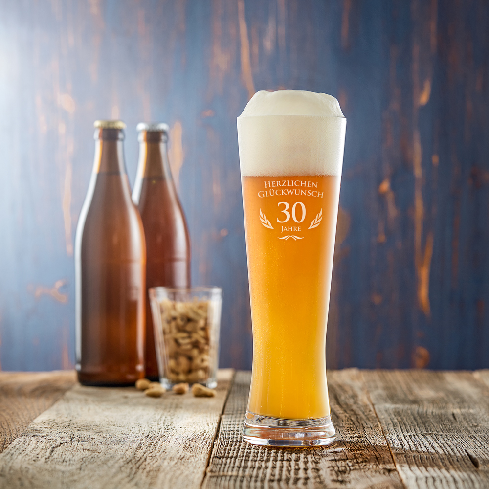 Weizenglas mit Gravur - Zum Geburtstag - Weizenbierglas
