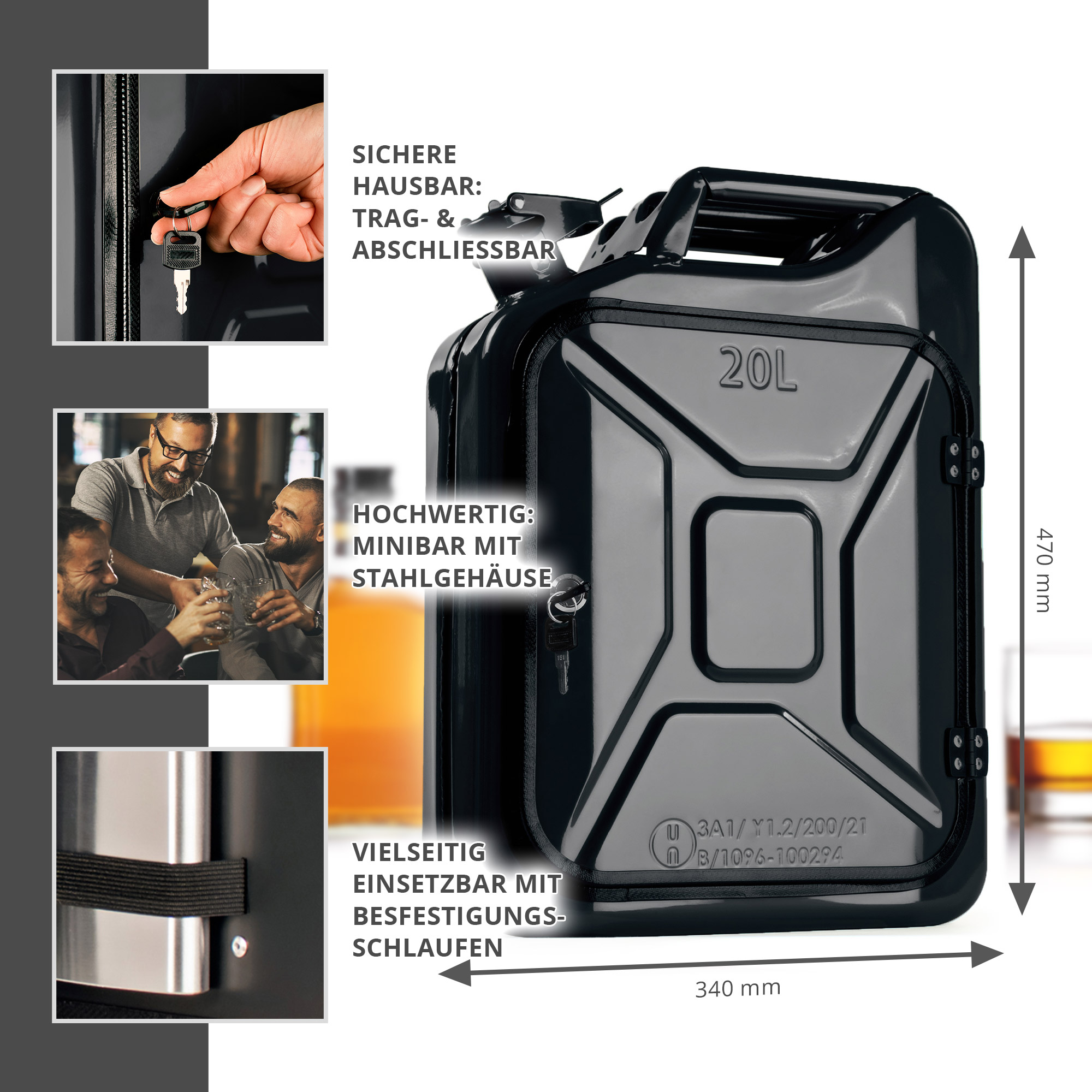 Mobile Mini Bar - Kanister Barschrank schwarz