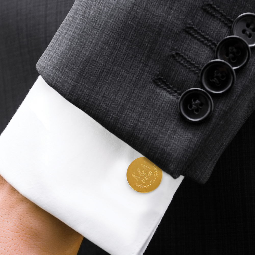 Manschettenknöpfe Gold zur Hochzeit - Ranken - personalisiert
