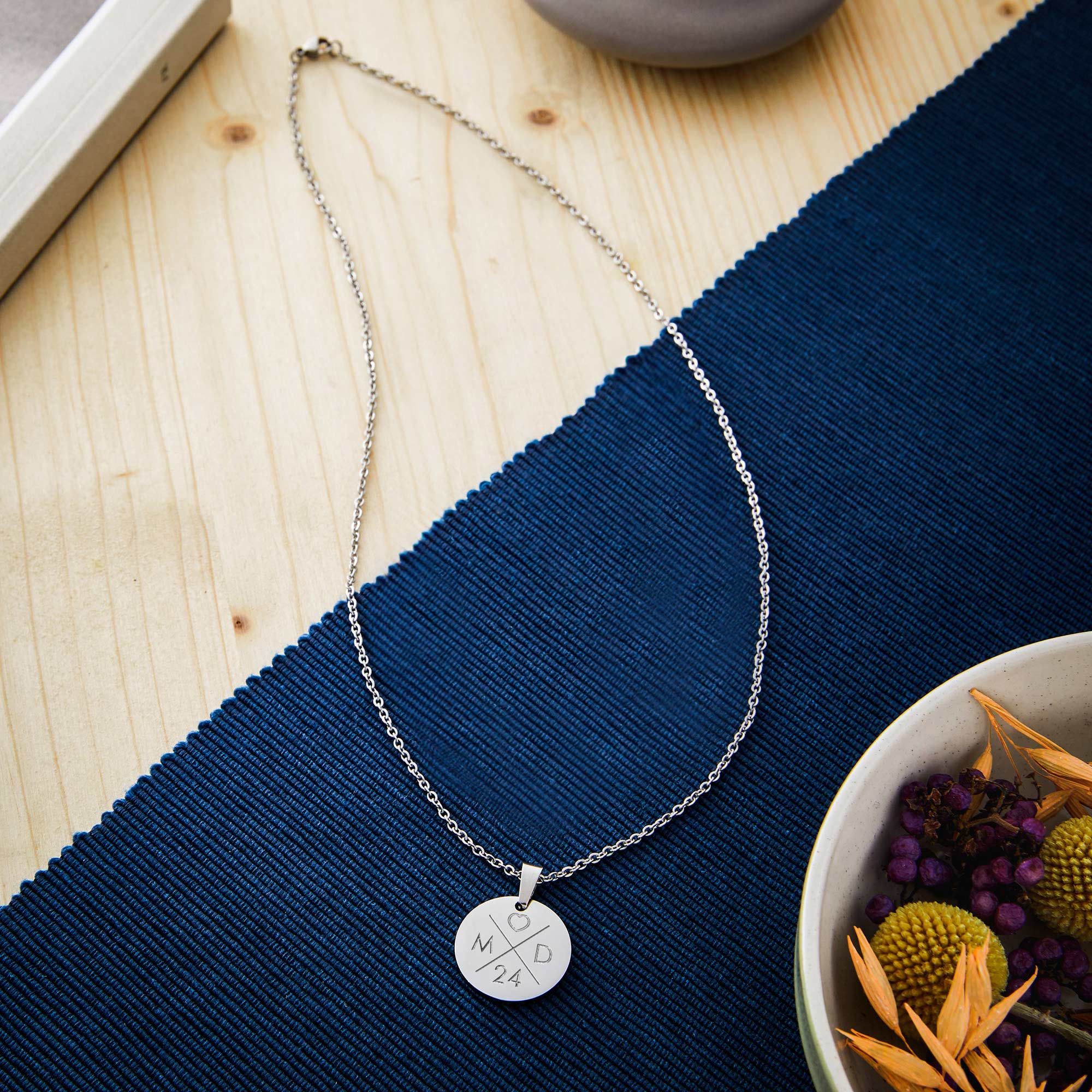 Kette mit Liebesinitialen Anhänger - Silber