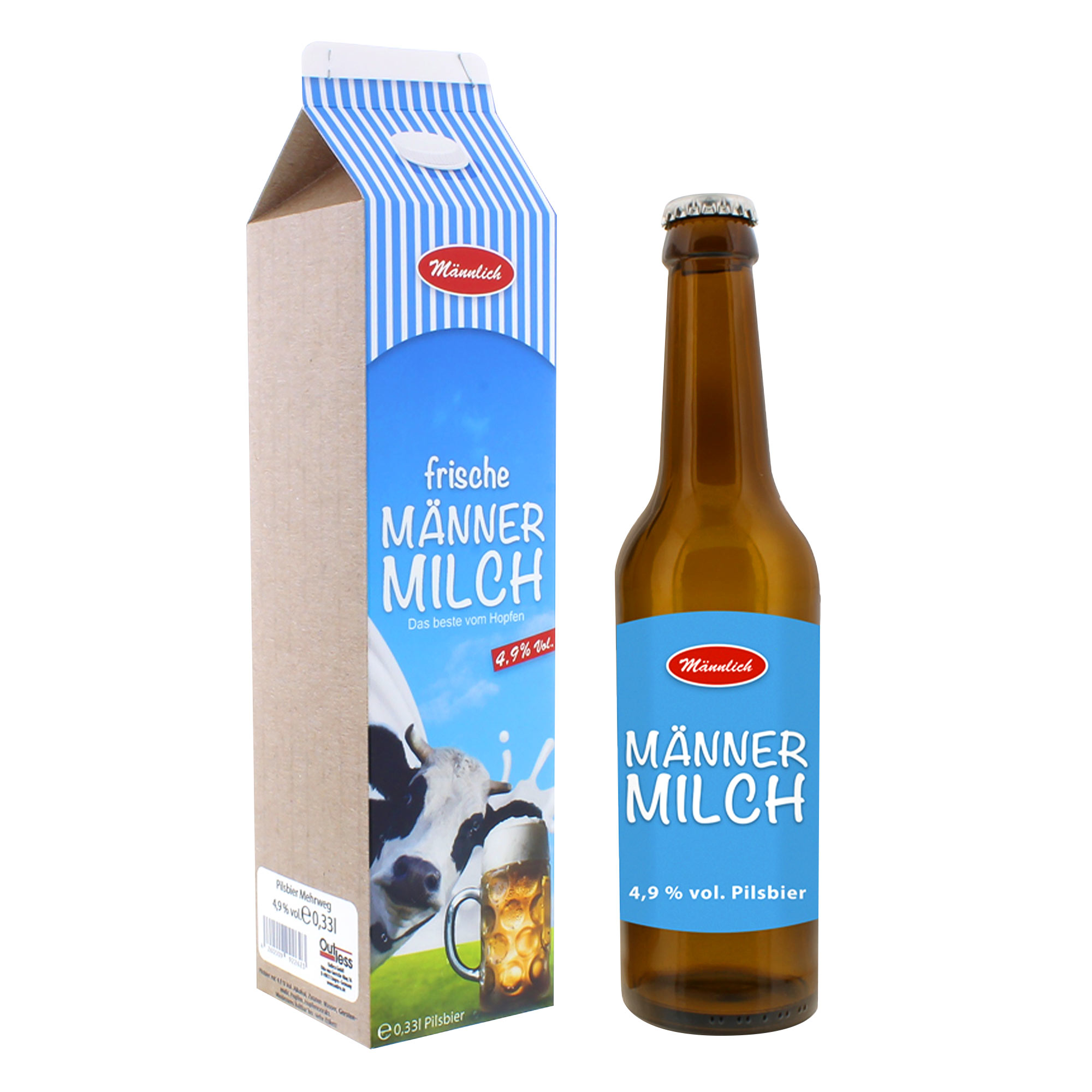 Männermilch im Karton - Bierflasche 0,33 l