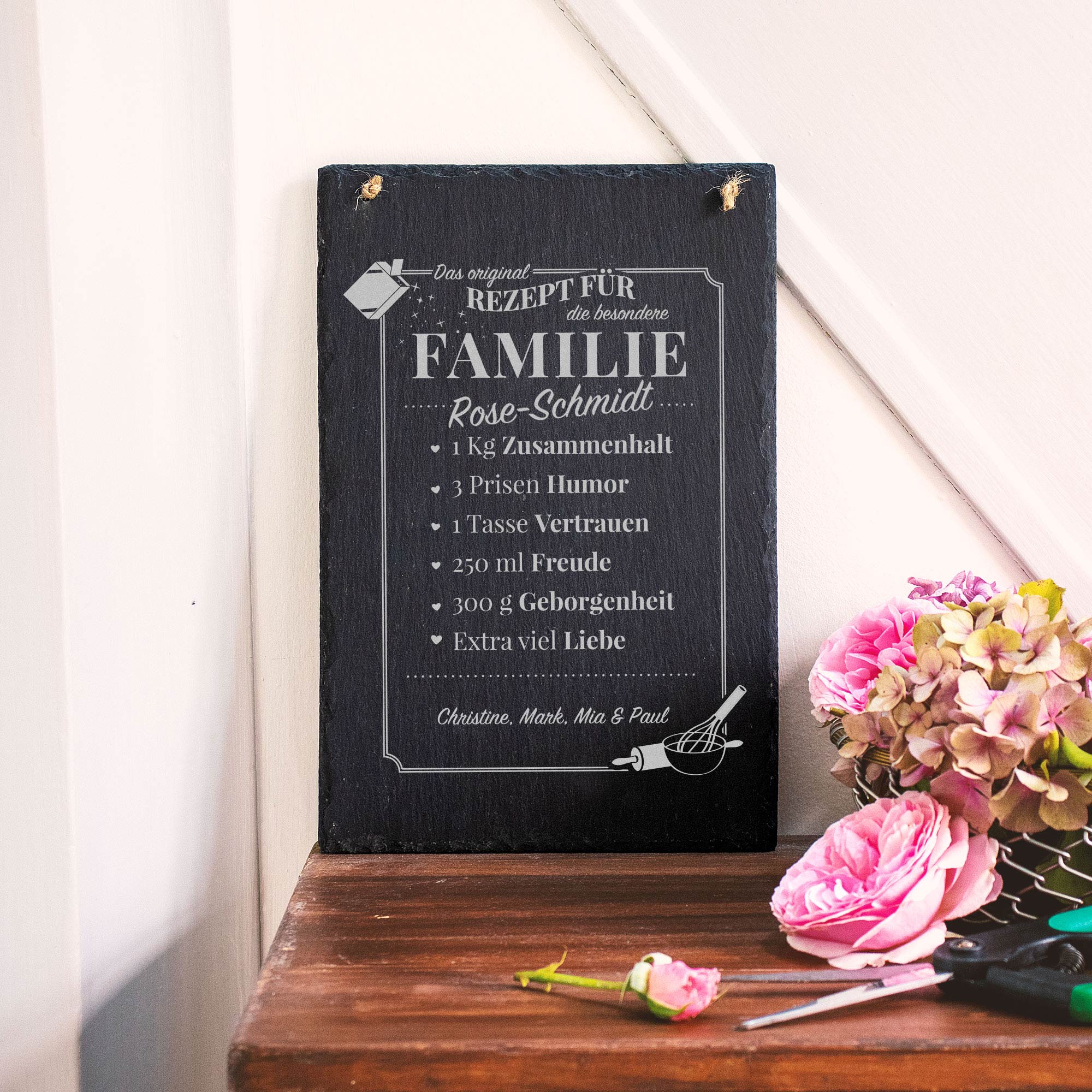 Schieferplatte XXL mit Gravur für Familien - Rezept 1