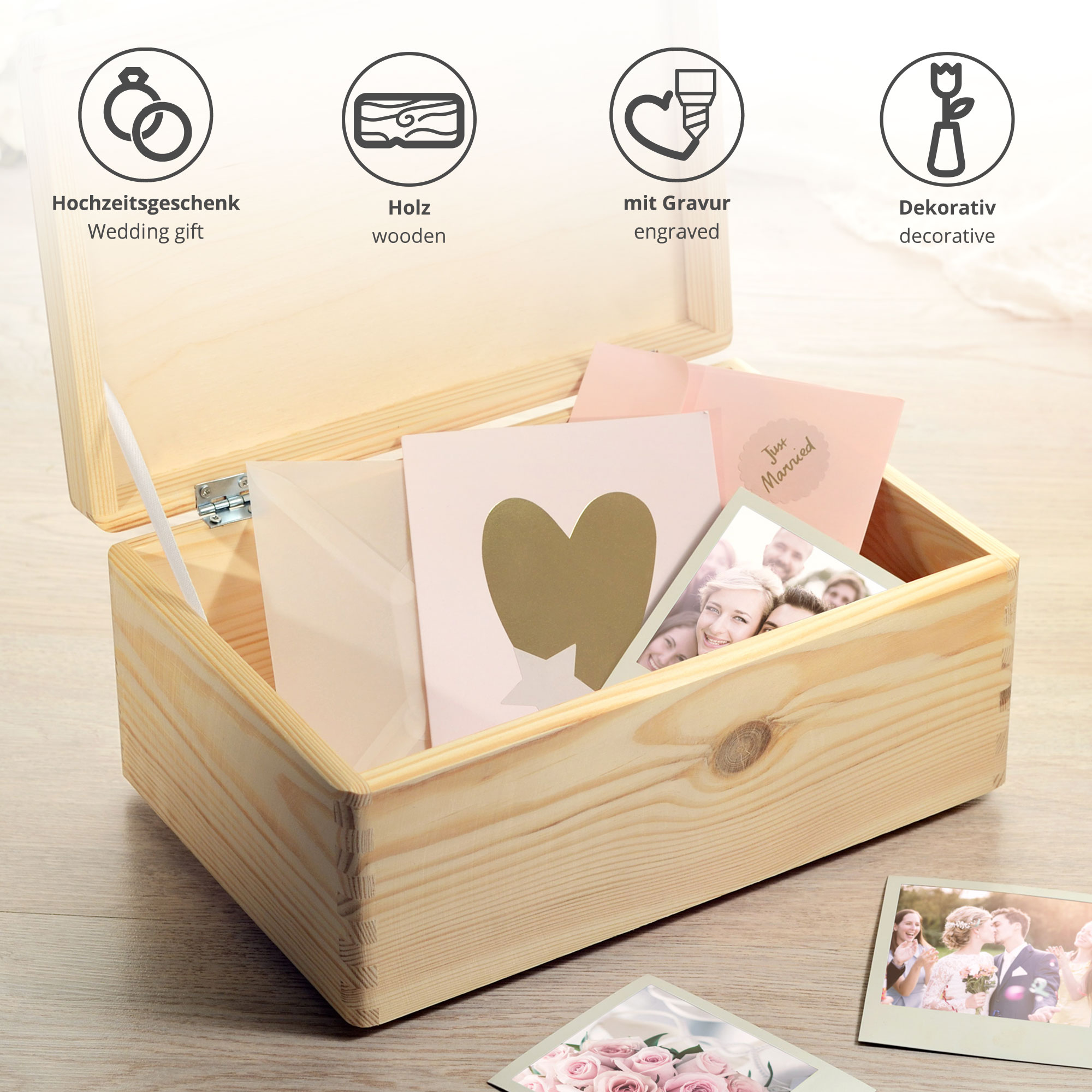 Erinnerungsbox zur Hochzeit - Geschenkbox mit Gravur 4