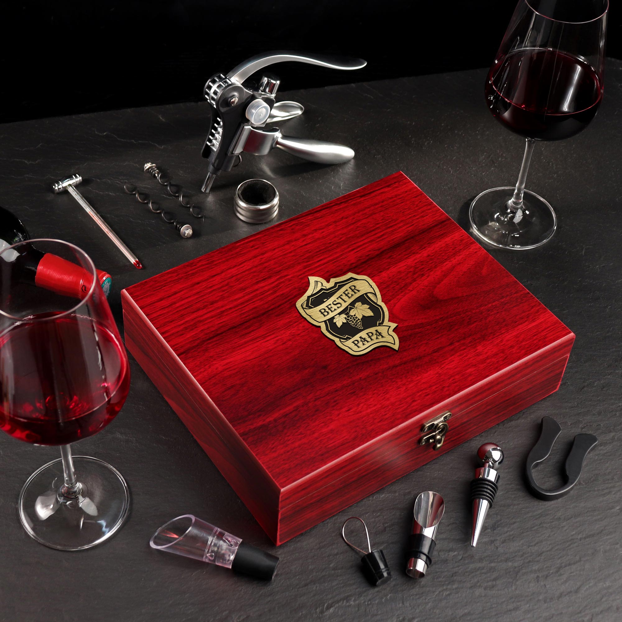 Weinsommelier Geschenkset mit Gravur - Bester Papa 6