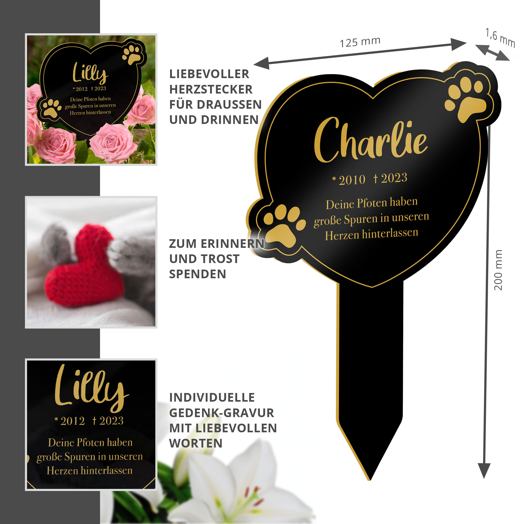 Gedenktafel für Katze - Schwarz