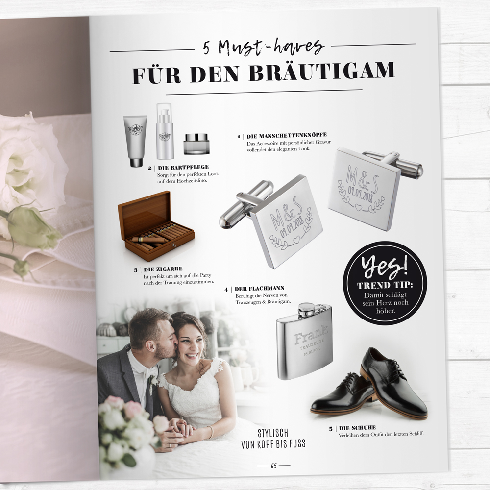 Manschettenknöpfe mit Gravur zur Hochzeit - Ranken