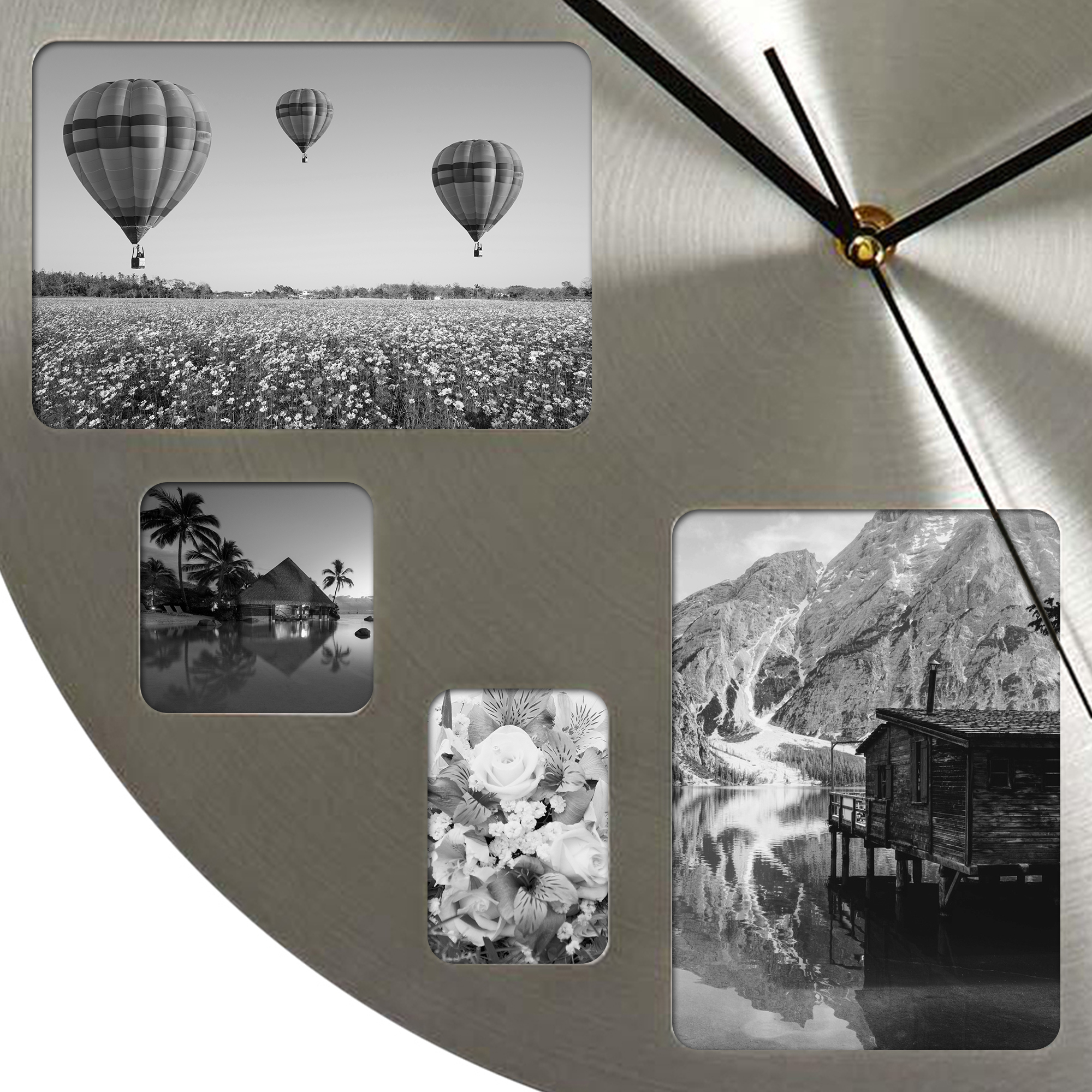 Wanduhr für Fotocollagen - Fotouhr mit 12 Bilderrahmen 3