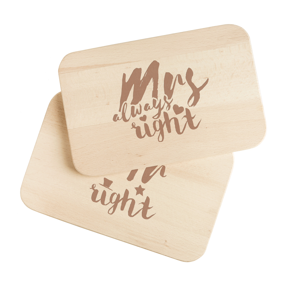 2er Set Frühstücksbretter mit Gravur - Mr & Mrs Right