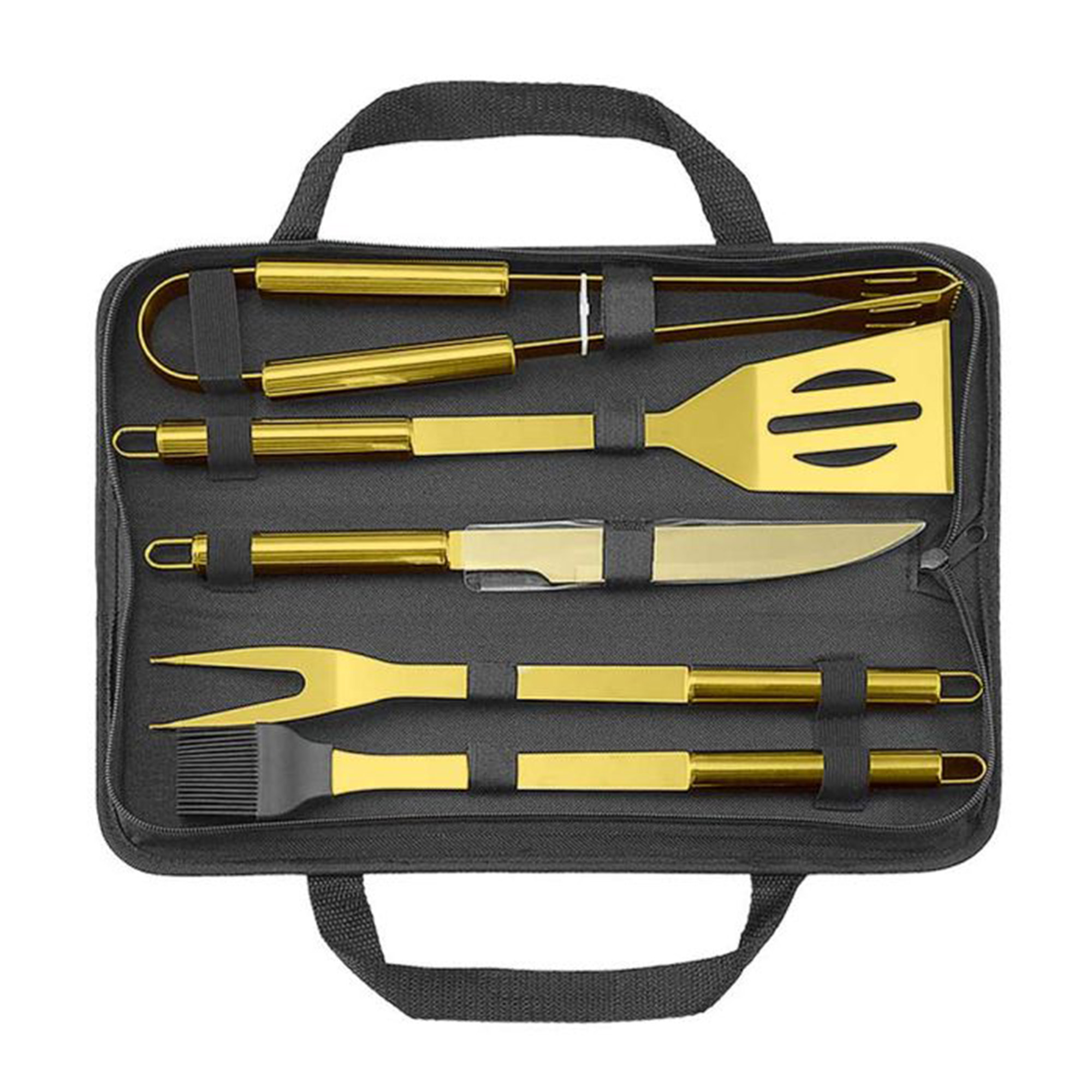 Goldenes Grillbesteck - 5-teiliges Grillset Deluxe
