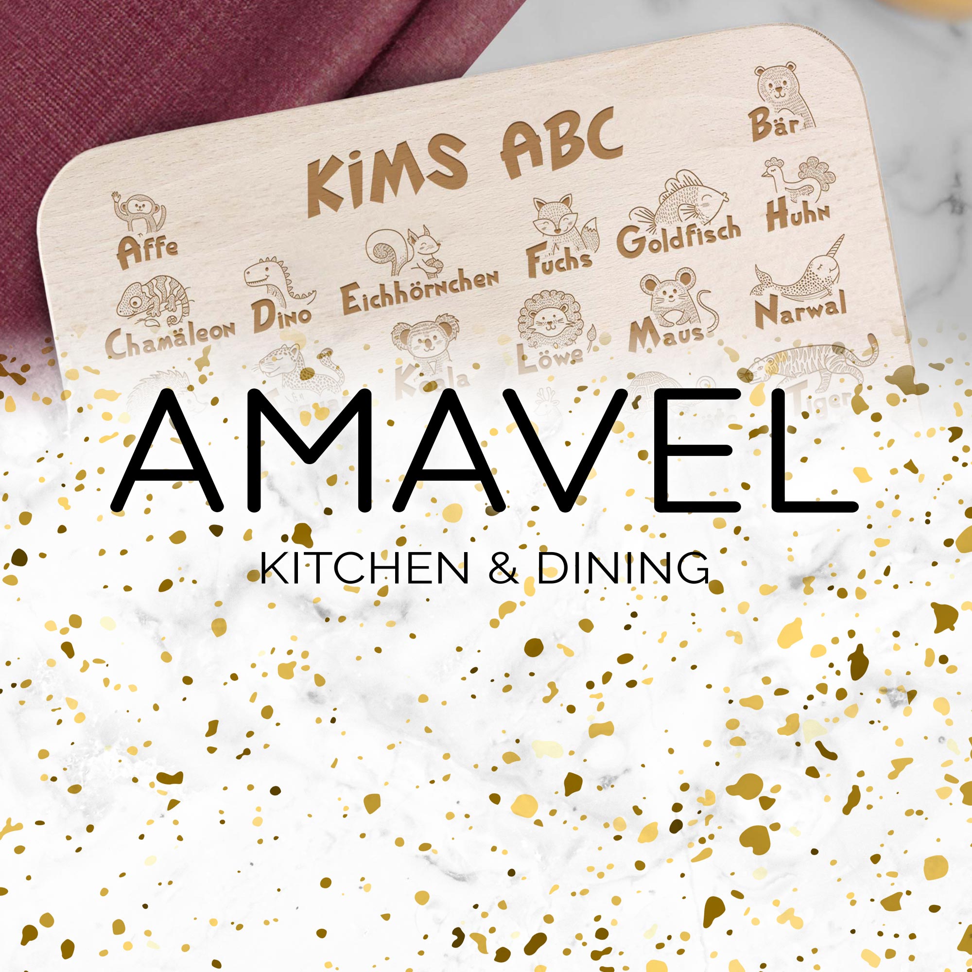 Frühstücksbrett mit Gravur für Kinder - ABC