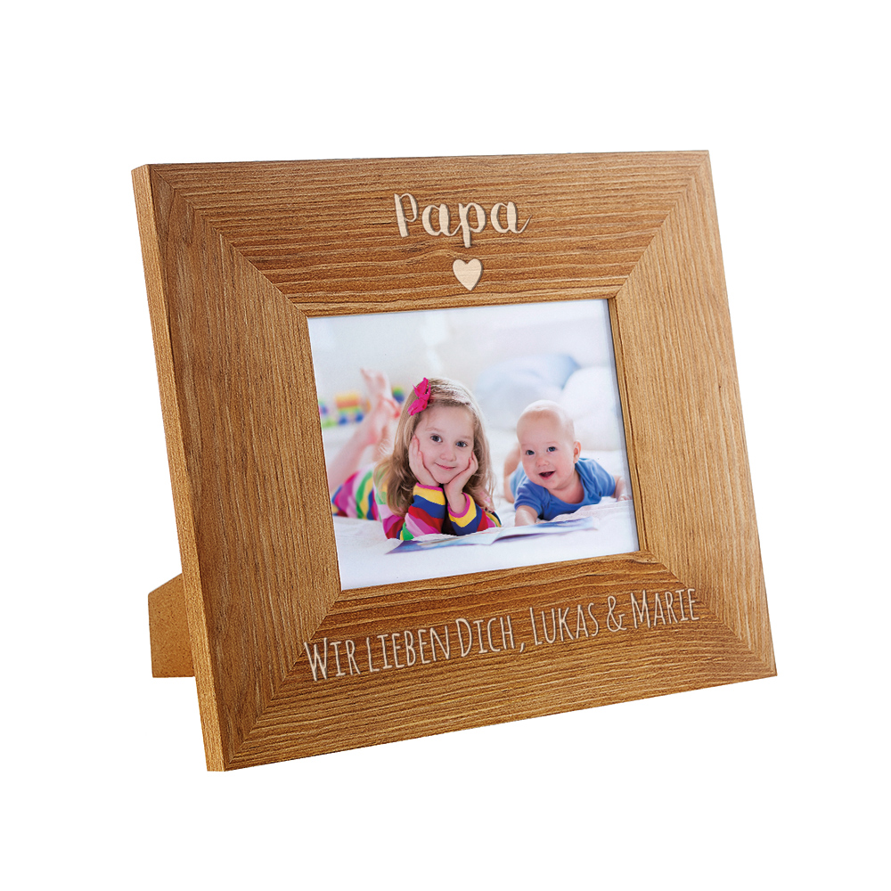 Gravierter Bilderrahmen aus Holz für Papa