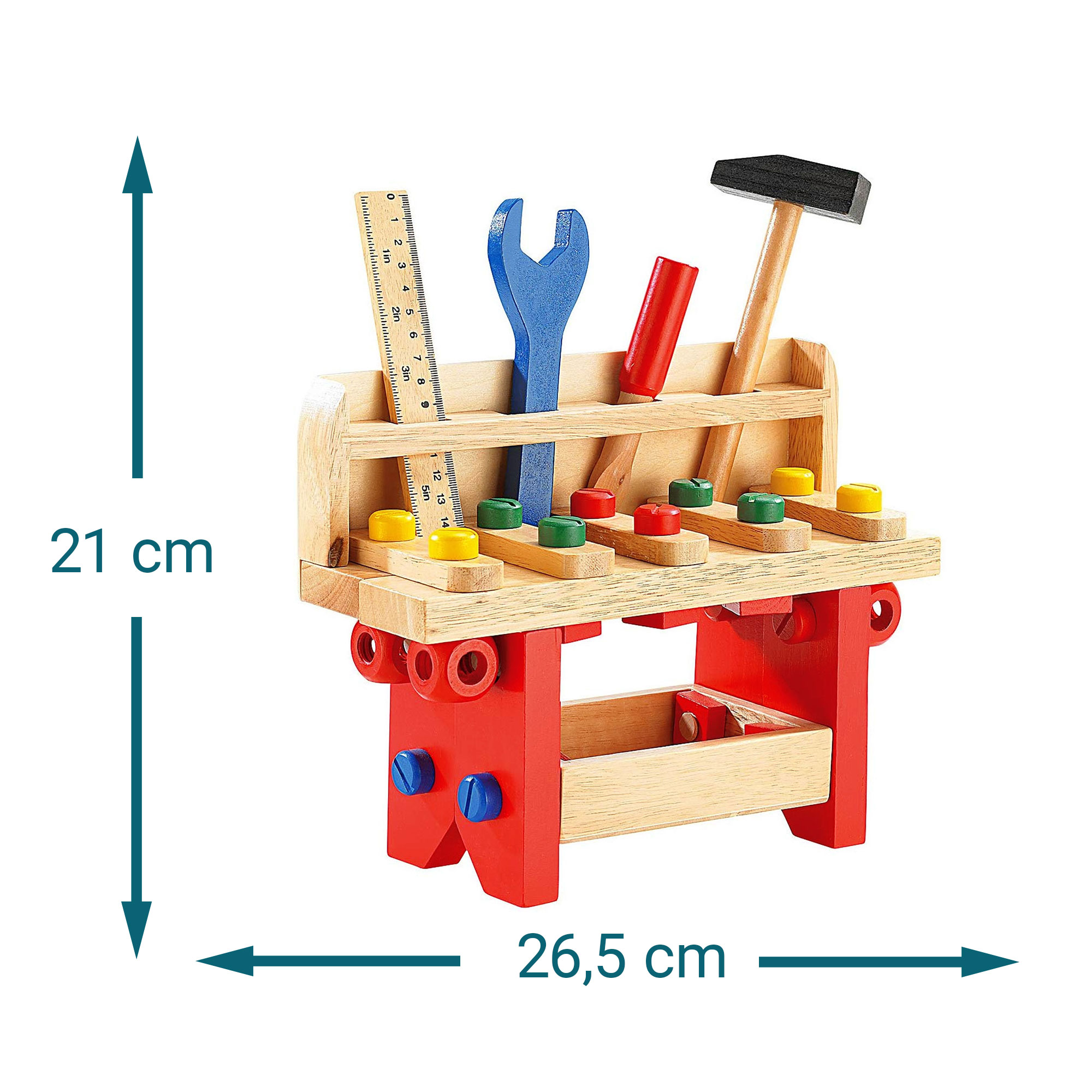 Kinder Werkbank aus Holz, Kinder Werktisch mit 51 Zubehörteilen, Kleine Kinder-Werkzeugbank zum Spielen, Werkstatttisch mit Kinderwerkzeug