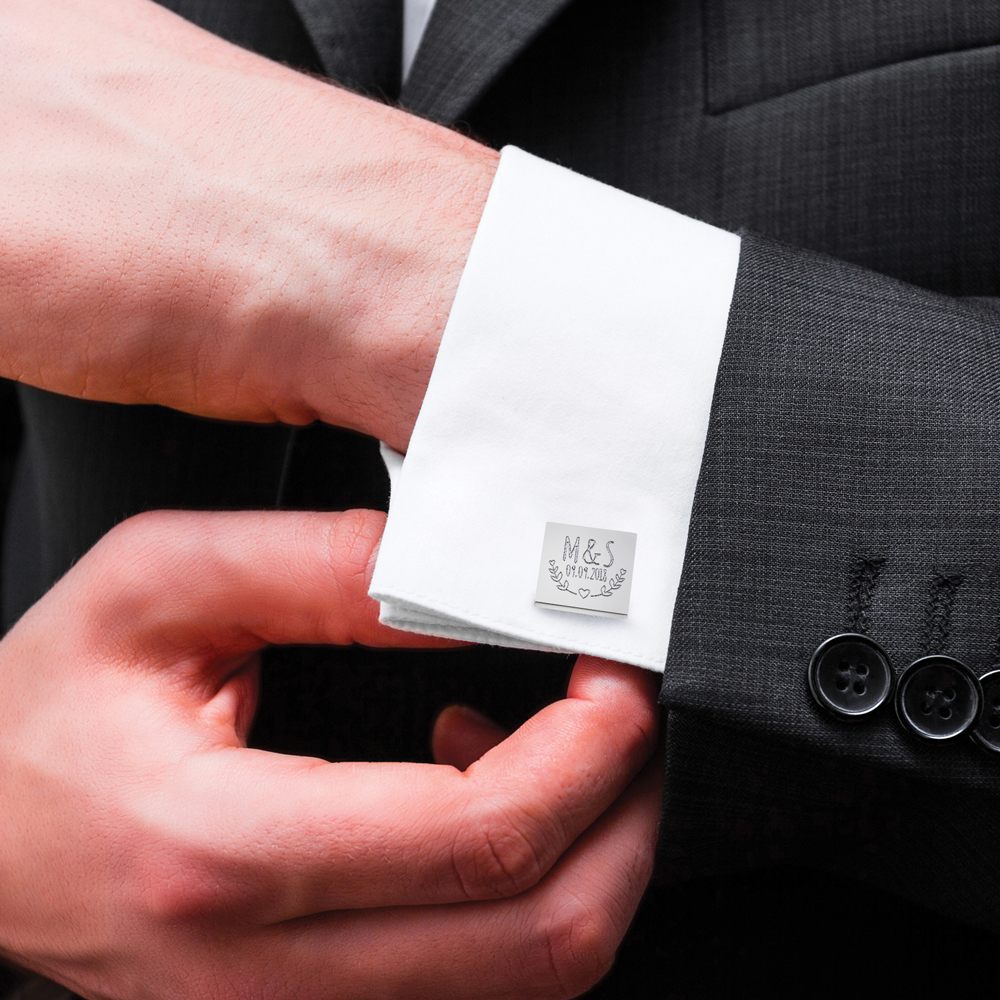 Manschettenknöpfe mit Gravur zur Hochzeit - Ranken