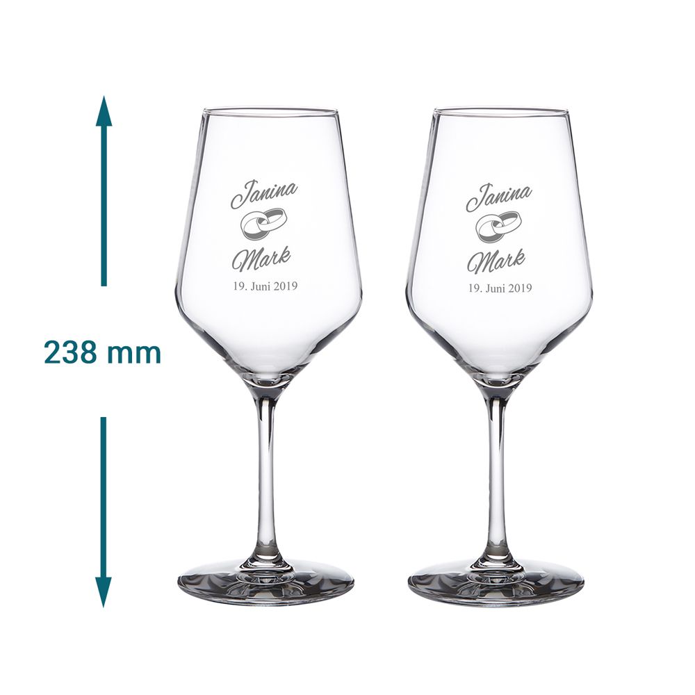 2er Set Weißweingläser mit Gravur zur Hochzeit - personalisiert