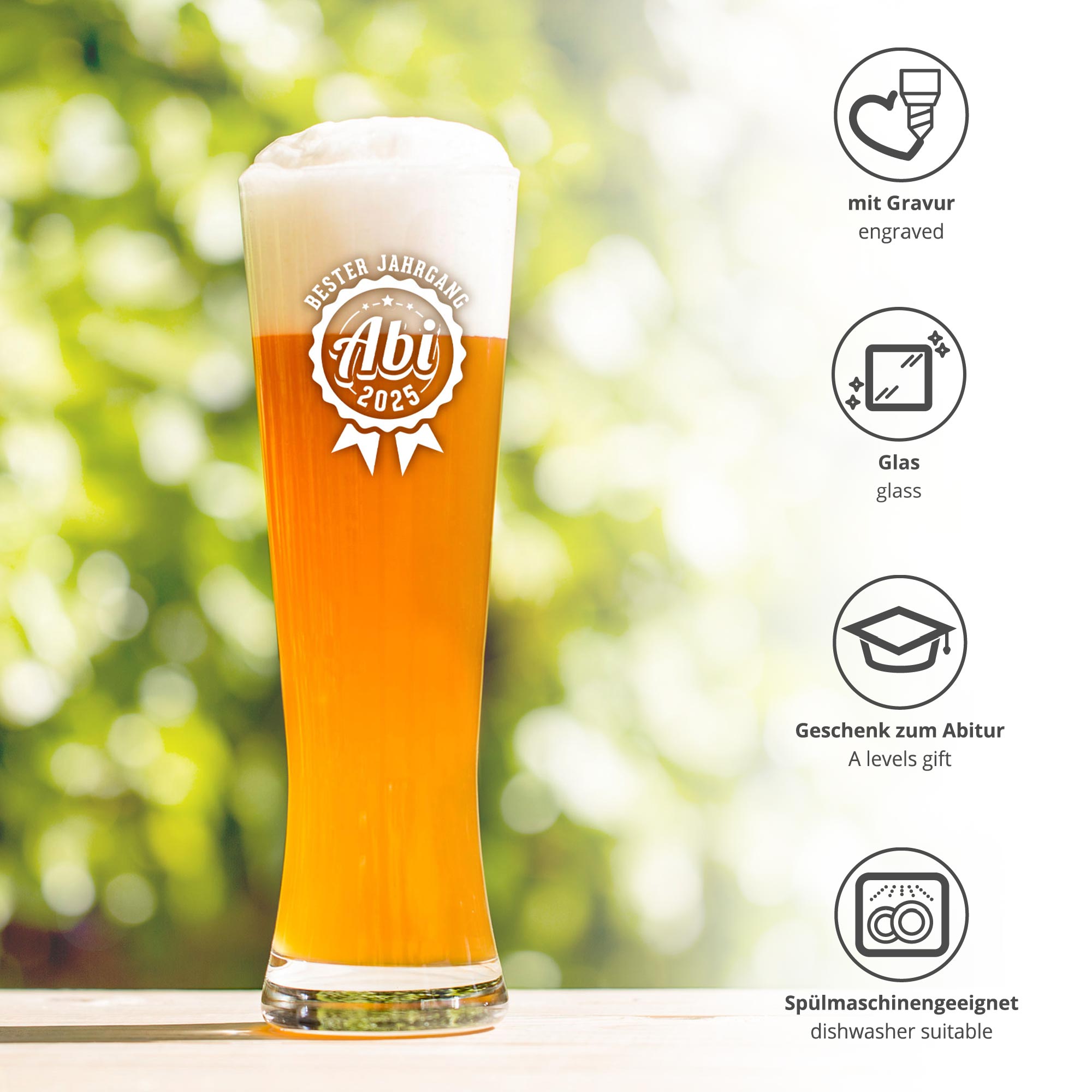Weizenglas mit Gravur - Abitur