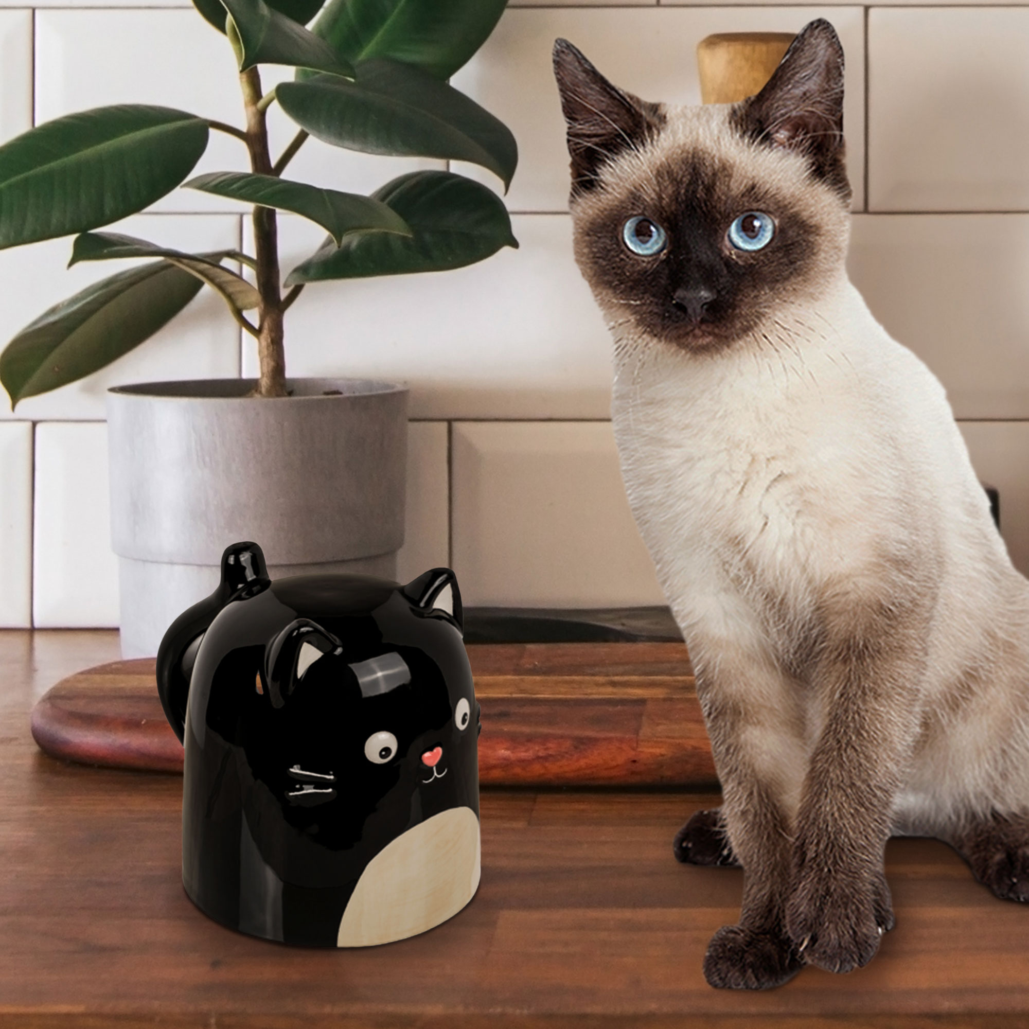 Teetasse in Katzenform, Latte Becher aus Keramik, Umgedrehte Tier Tasse, 400 ml Tasse für Heißgetränke, Kaffeetasse für Katzenfreunde, Katzen Mug