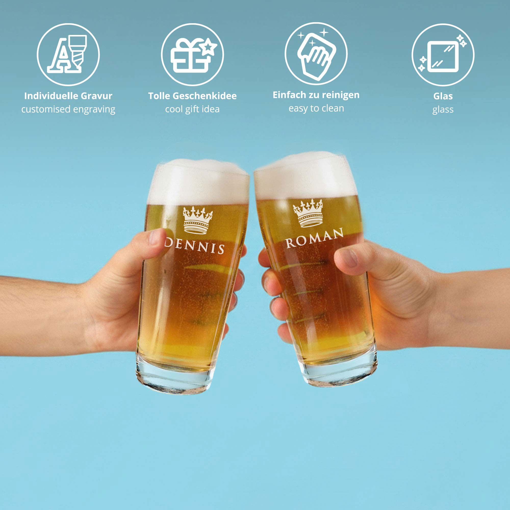 Willibecher mit Gravur Große Krone - Bierglas