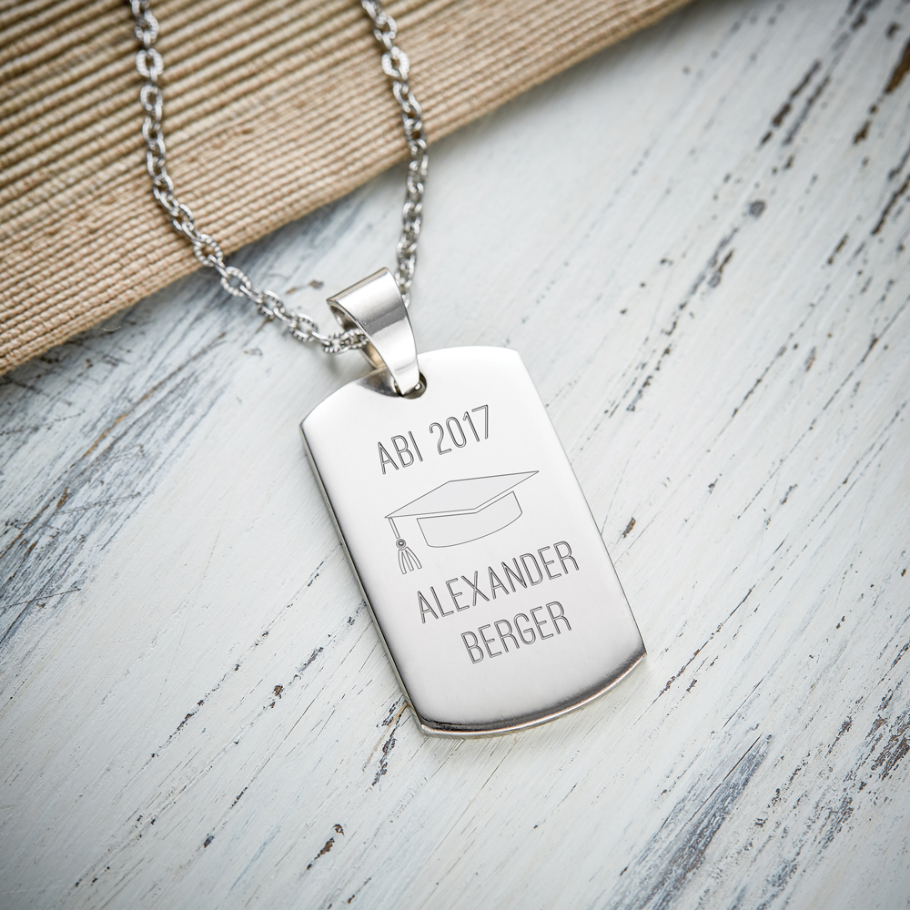 Dog Tag Kette mit Gravur - Abitur - personalisiert